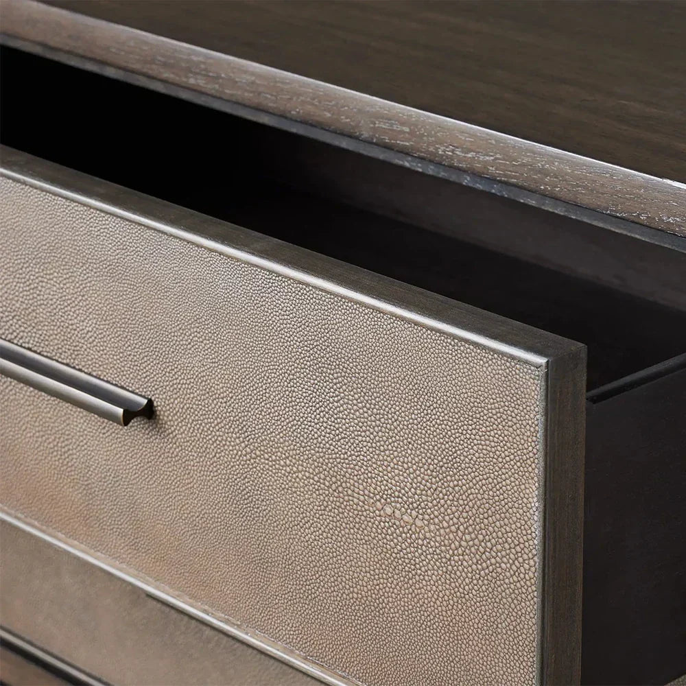 Malone Wood Nightstand Bedside Drawers Chest Table with Leather Insets