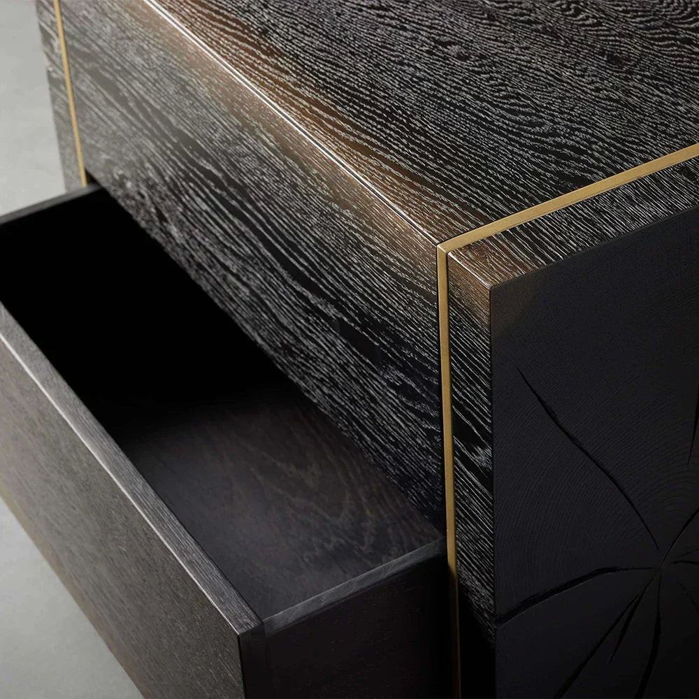 Mihaela Wood Closed Nightstand Retro Oak Nightside Table With Drawer Barrel Inspired