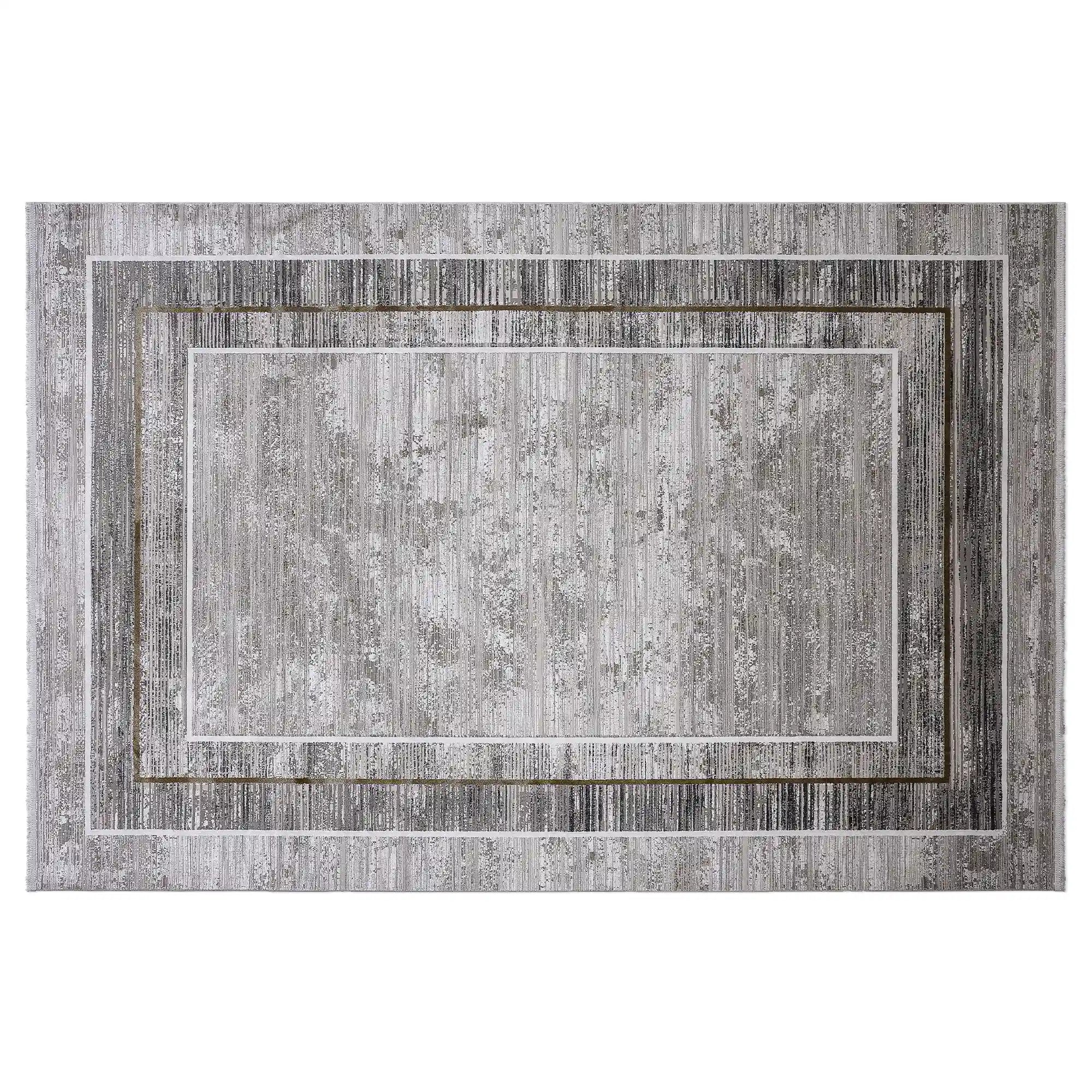 Milano Framed Abstract Neutral Area Rug NeatElegant & Understated Carpet Modern Framed Abstract Minimalist Style