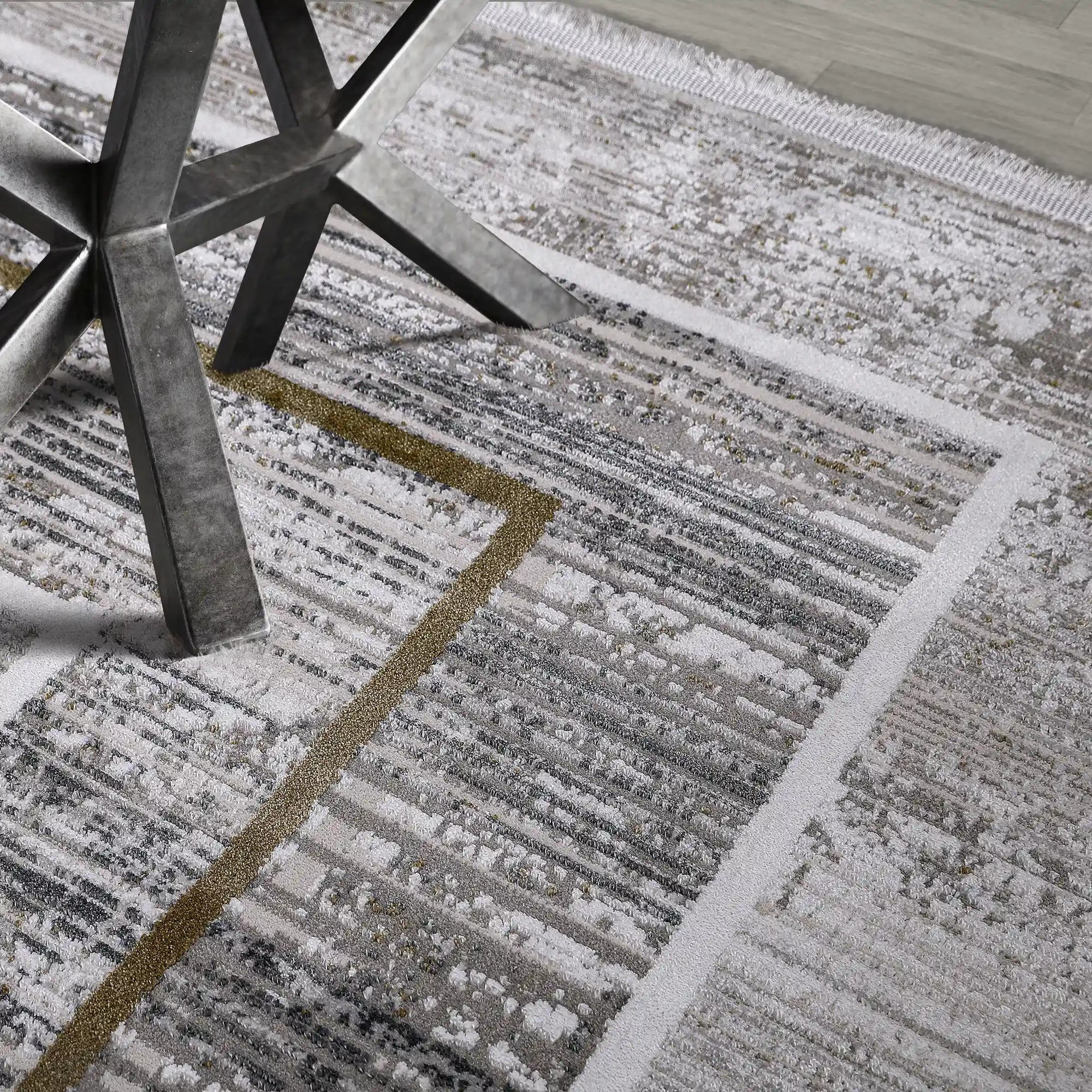 Milano Framed Abstract Neutral Area Rug NeatElegant & Understated Carpet Modern Framed Abstract Minimalist Style