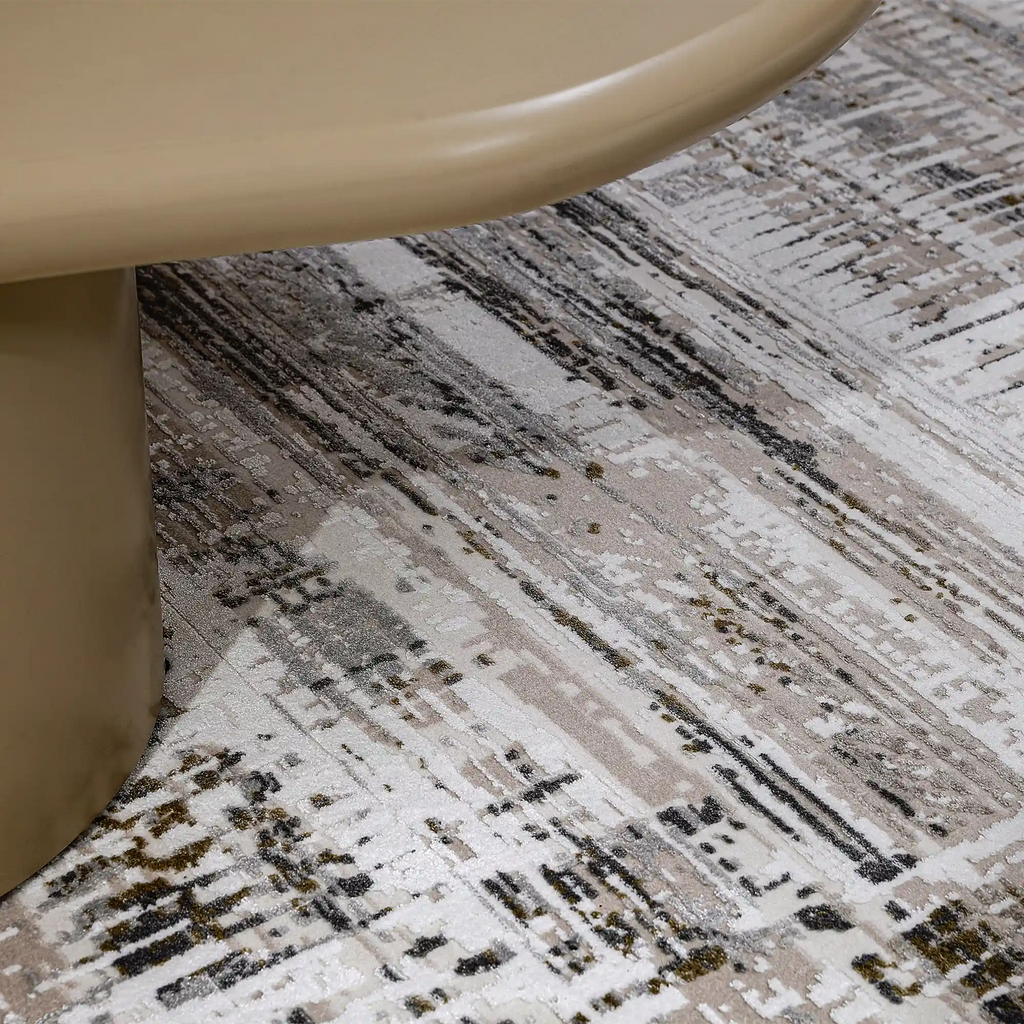 Milano Layered Linear Abstract Neutral Area Rug Industrial Texture Understated Sophisticated & Versatile Carpet Modern Layered Linear Abstract Style