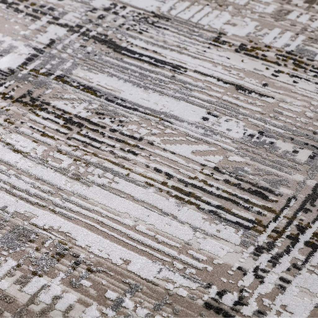 Milano Layered Linear Abstract Neutral Area Rug Industrial Texture Understated Sophisticated & Versatile Carpet Modern Layered Linear Abstract Style