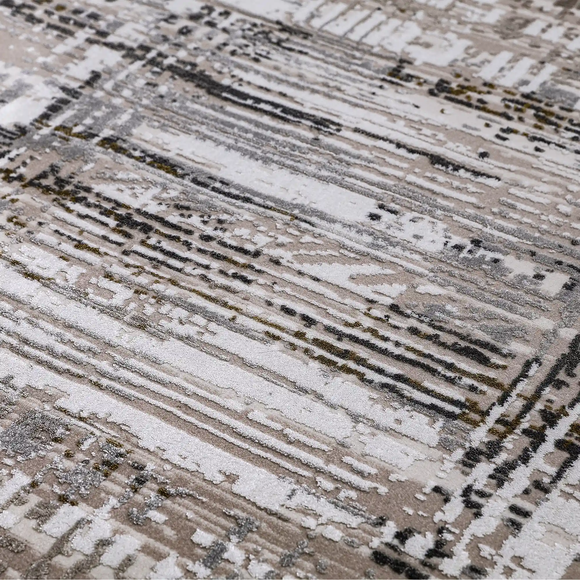 Milano Layered Linear Abstract Neutral Area Rug Industrial Texture Understated Sophisticated & Versatile Carpet Modern Layered Linear Abstract Style