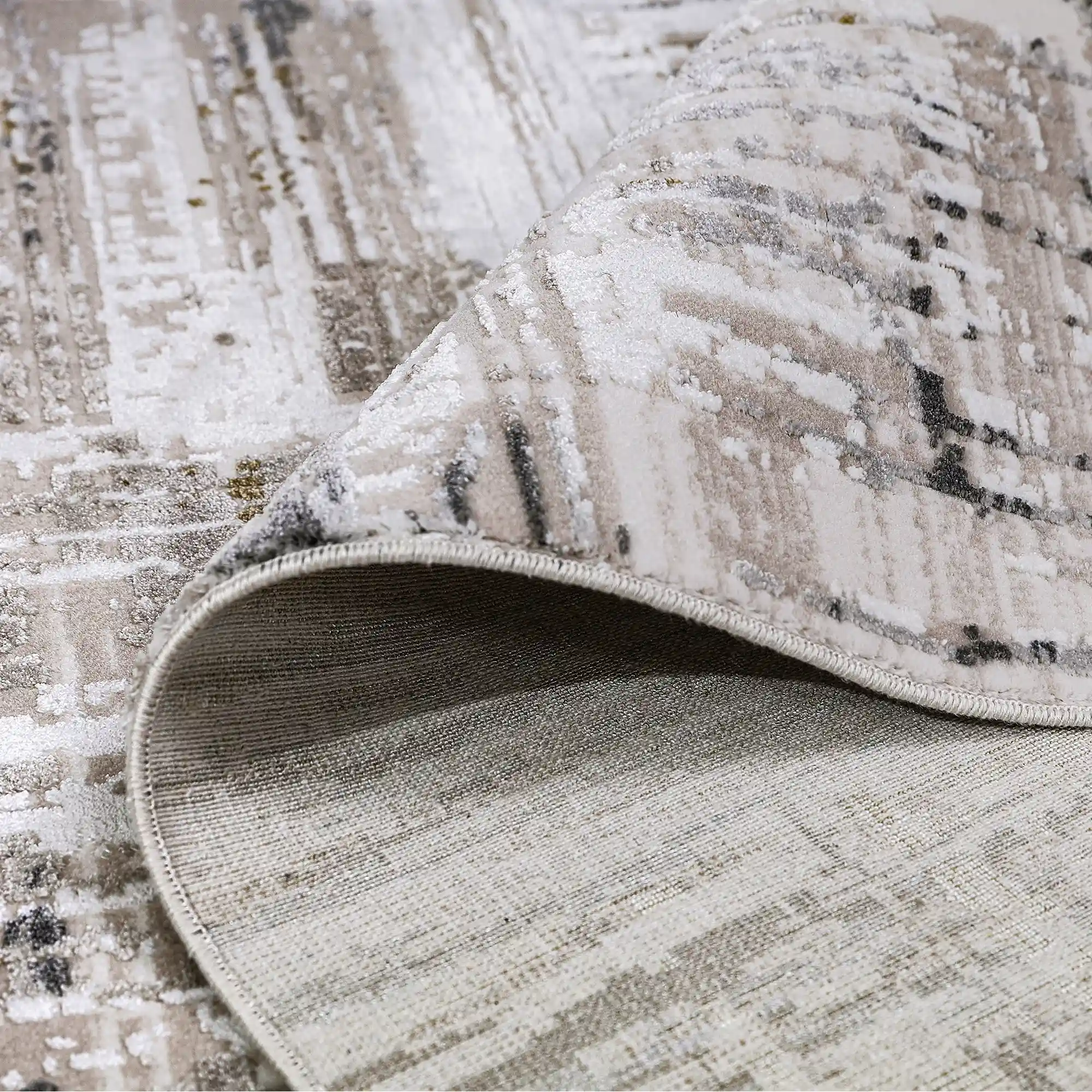 Milano Layered Linear Abstract Neutral Area Rug Industrial Texture Understated Sophisticated & Versatile Carpet Modern Layered Linear Abstract Style