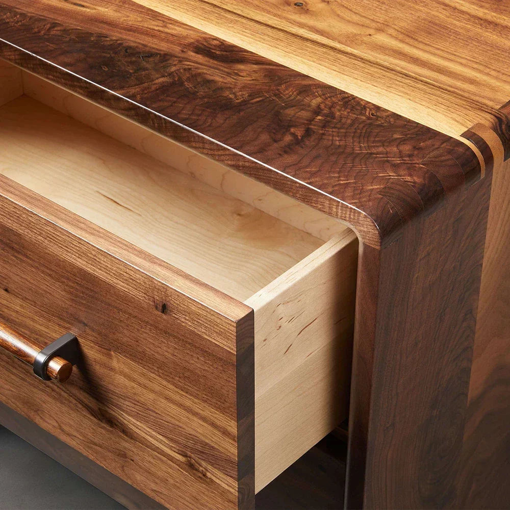 Miller Closed Nightstand Solid Walnut Nightside Table with Drawers