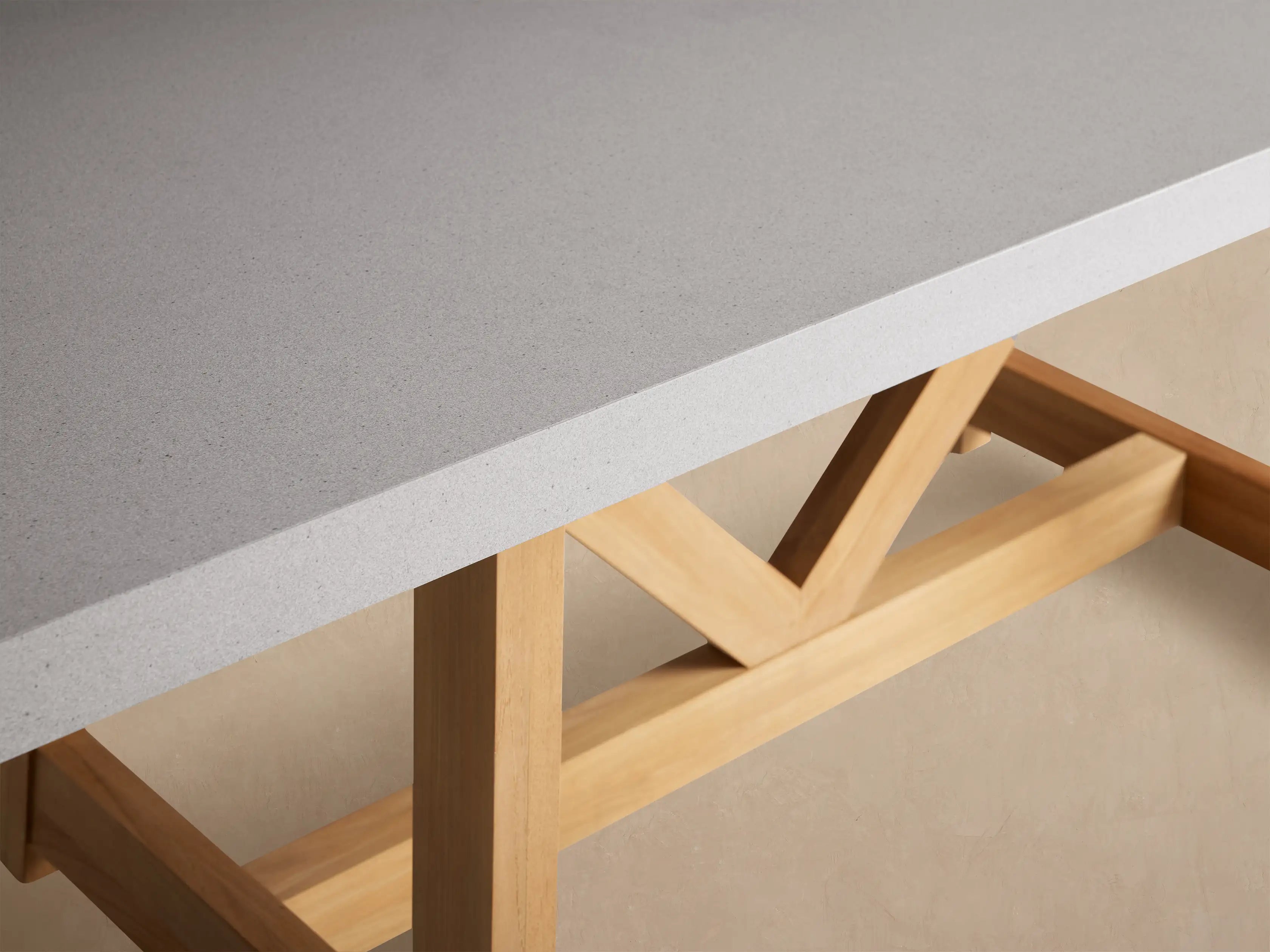 Outdoor Dining Table with Stone Top French Beam Base Patio Dining Table