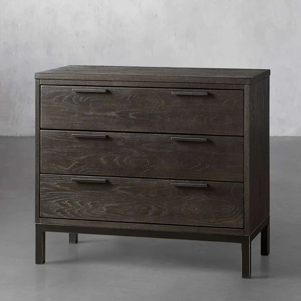 Palmer Large Nightstand Wood Nightside Table Bedroom 3 Drawer Cabinet