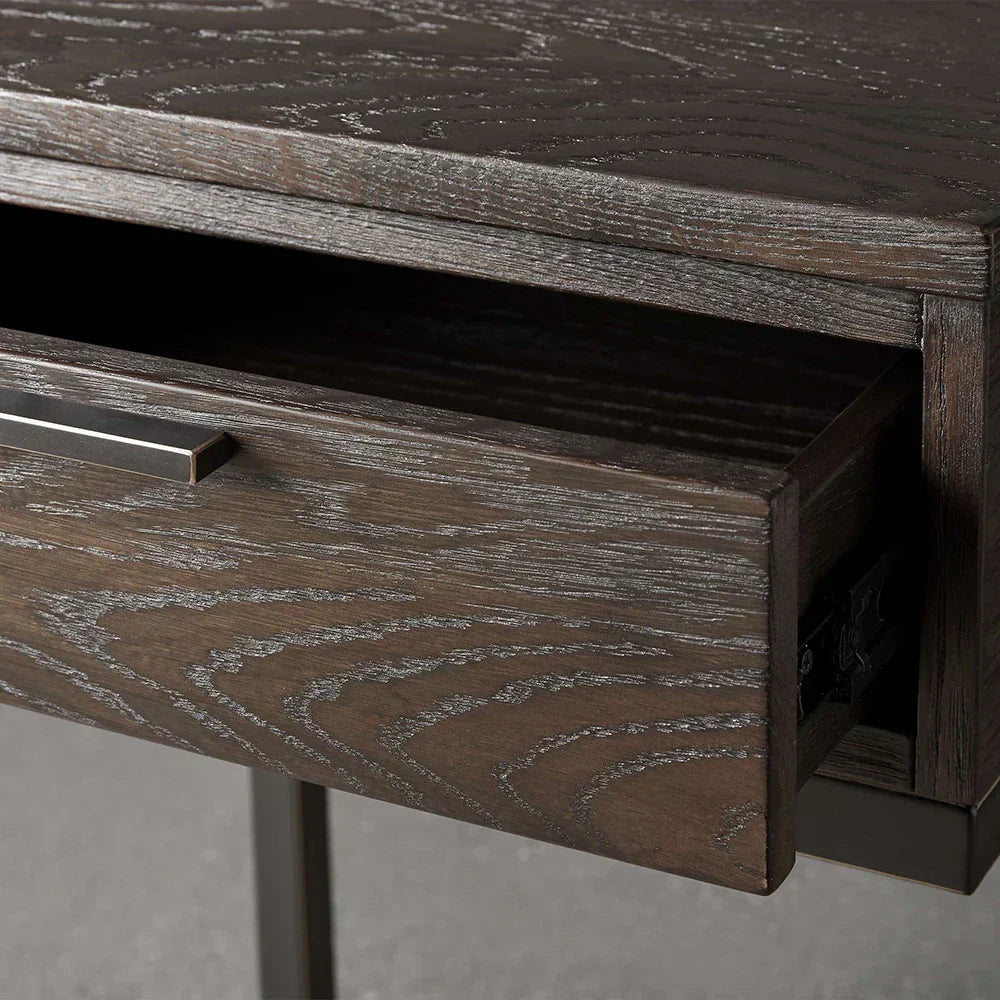 Palmer Wood Storage Nightstand Sleek Iron Frame Night side Table