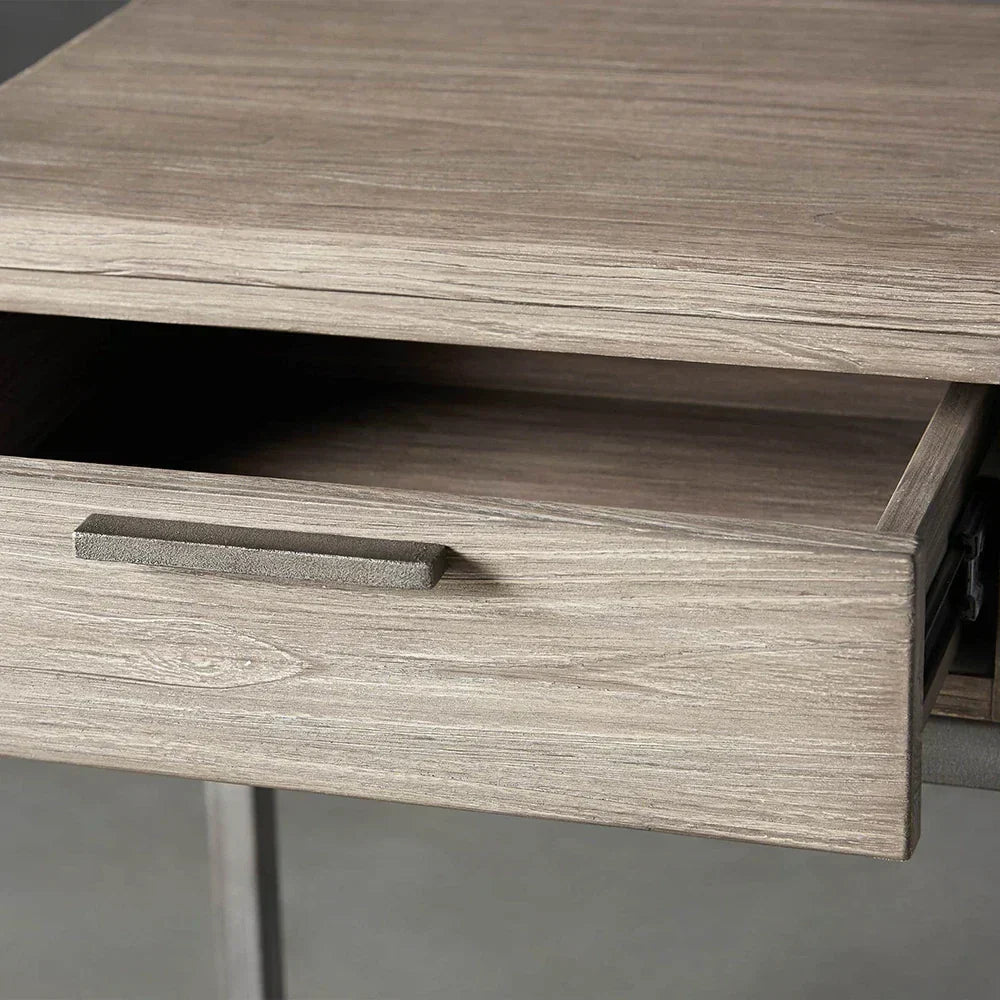 Palmer Wood Storage Nightstand Sleek Iron Frame Night side Table