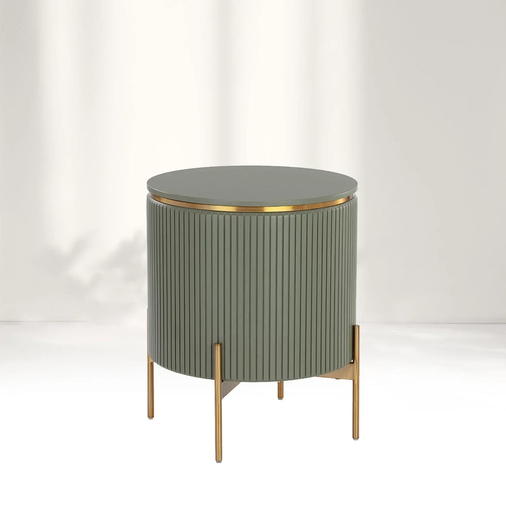 Panoso Wood Nightstand Luxurious Side Table with Gold Base