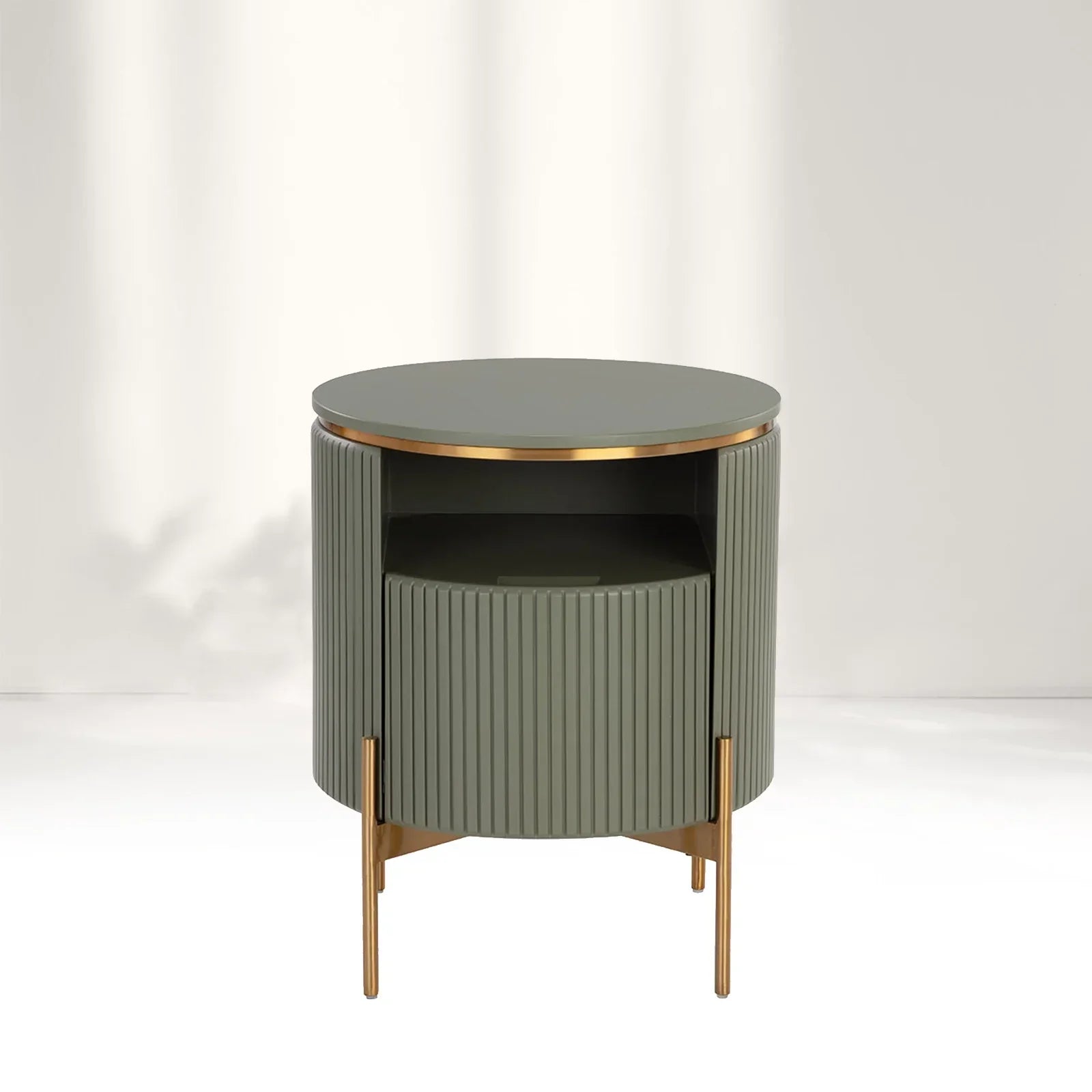 Panoso Wood Nightstand Luxurious Side Table with Gold Base