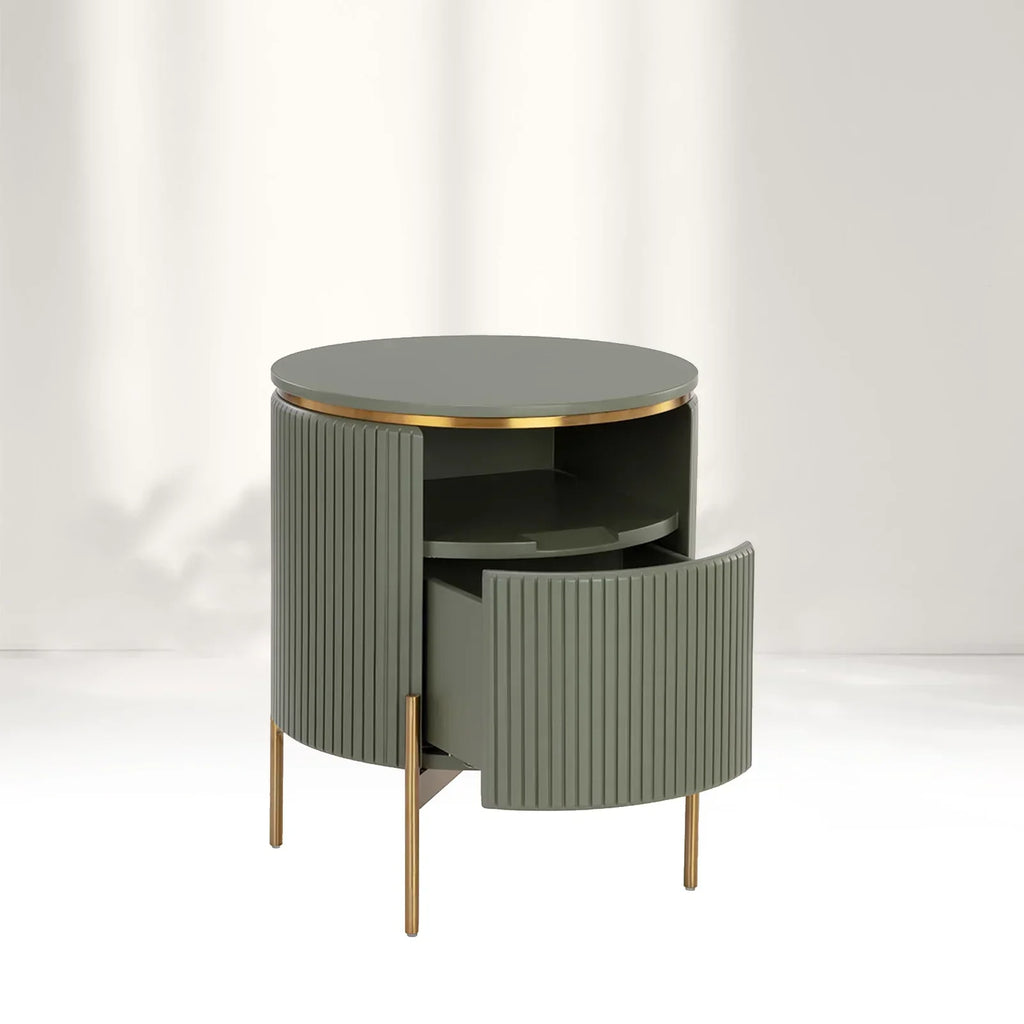 Panoso Wood Nightstand Luxurious Side Table with Gold Base