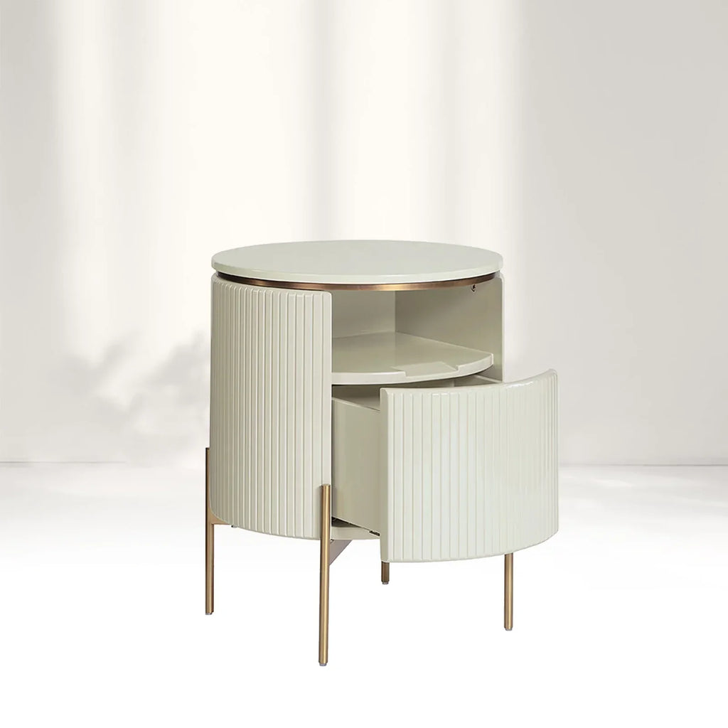 Panoso Wood Nightstand Luxurious Side Table with Gold Base