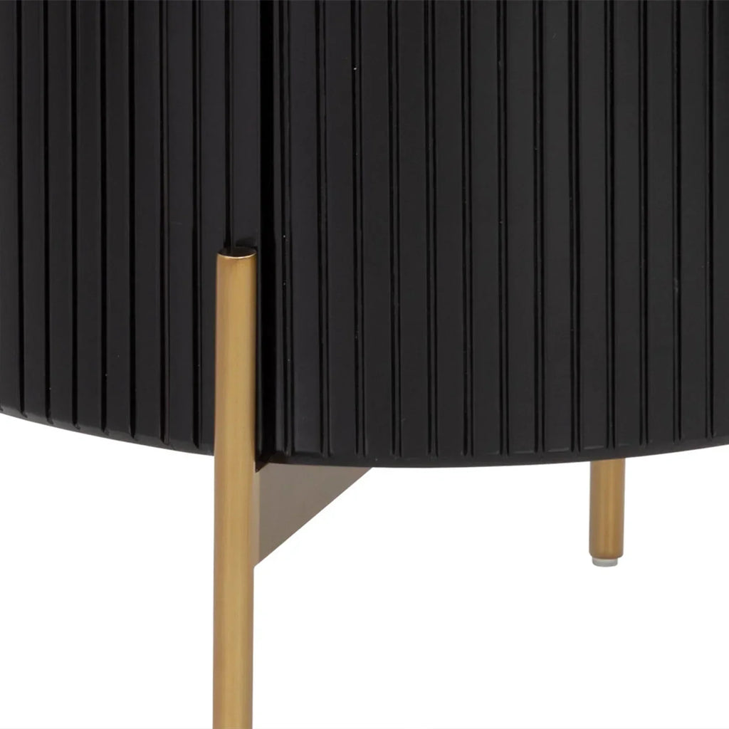 Panoso Wood Nightstand Luxurious Side Table with Gold Base
