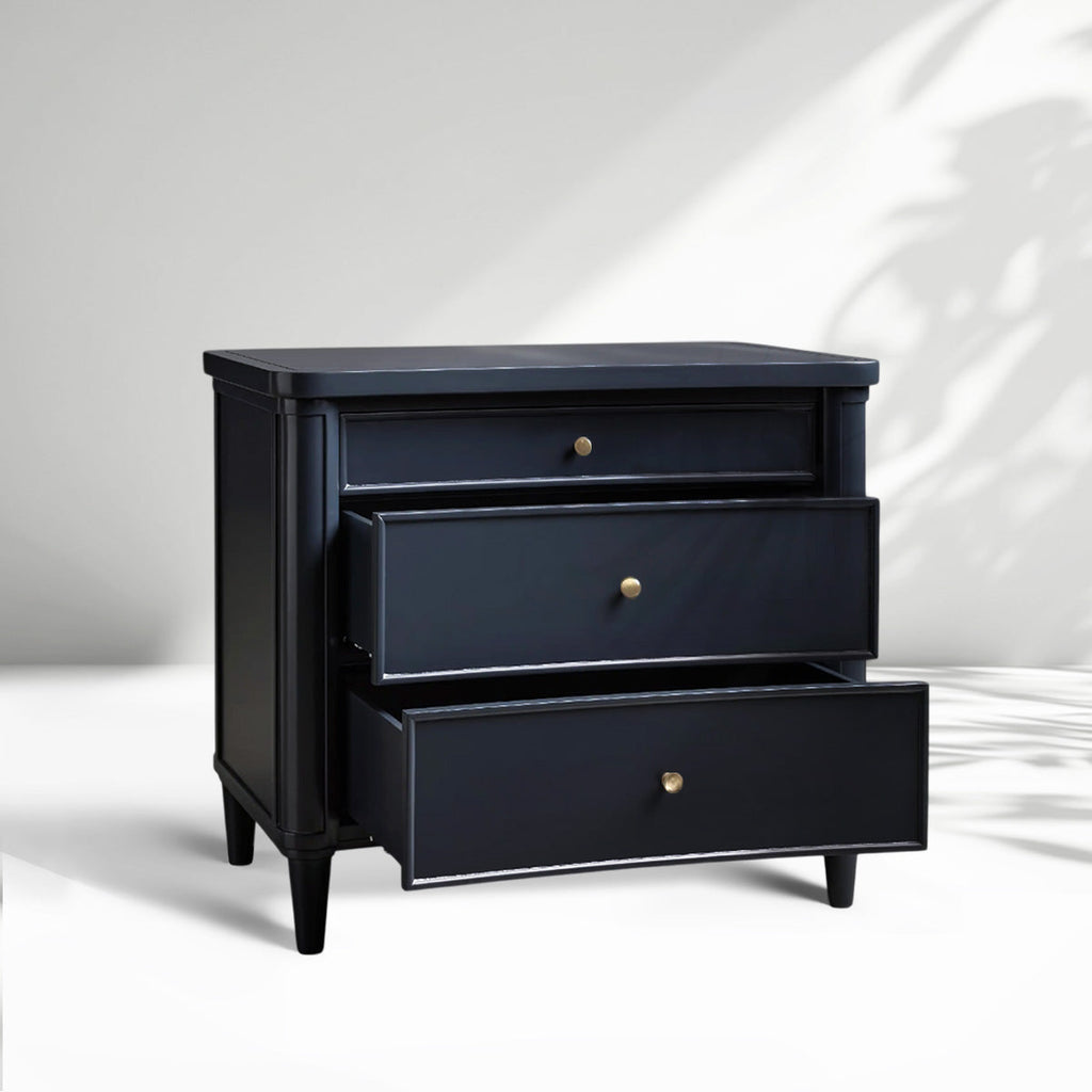 Henley Nightstand Solid Mahogany Nightside Tables With Three Drawers
