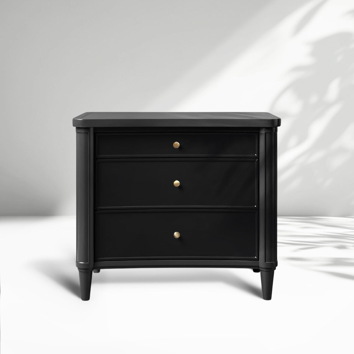 Henley Nightstand Solid Mahogany Nightside Tables With Three Drawers