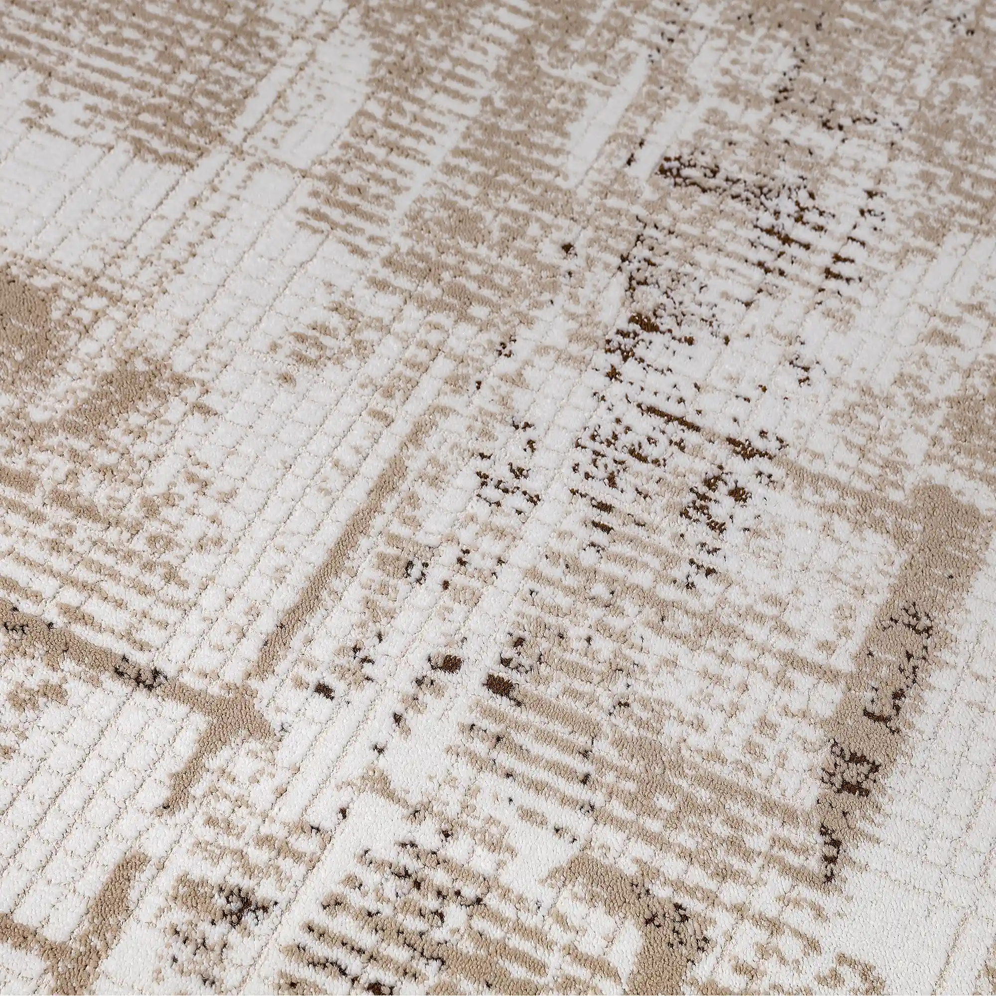 Puxina Layered Block Abstract Neutral Area Rug with Vintage Wabi-Sabi Paper Rubbing Style Carpet