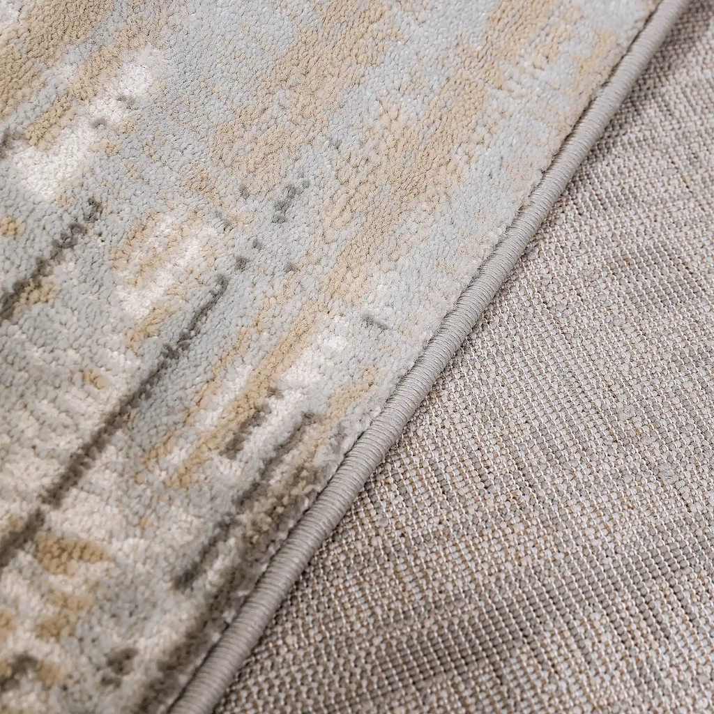 Puxina Layered Grid Abstract Neutral Area Rug with Minimalist Modern Wabi-Sabi Style Carpet Misty Grid Style