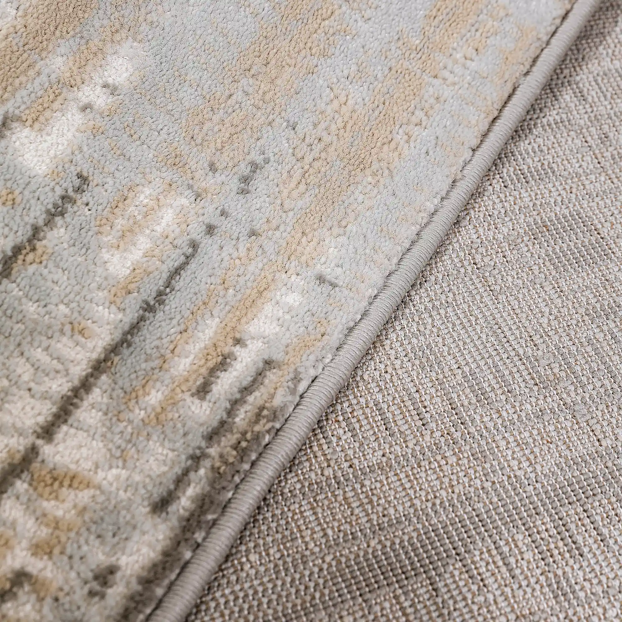 Puxina Layered Grid Abstract Neutral Area Rug with Minimalist Modern Wabi-Sabi Style Carpet Misty Grid Style