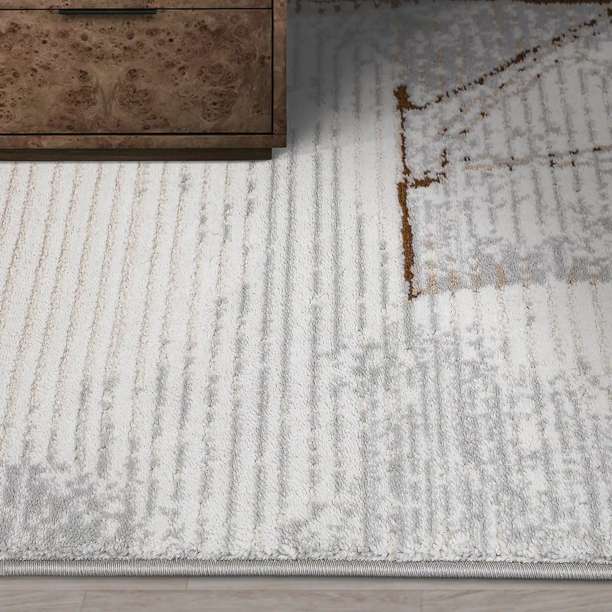 Puxina Layered Trace Calm Modern Area Rug with Brown Line Deconstructed Sketch Style Carpet