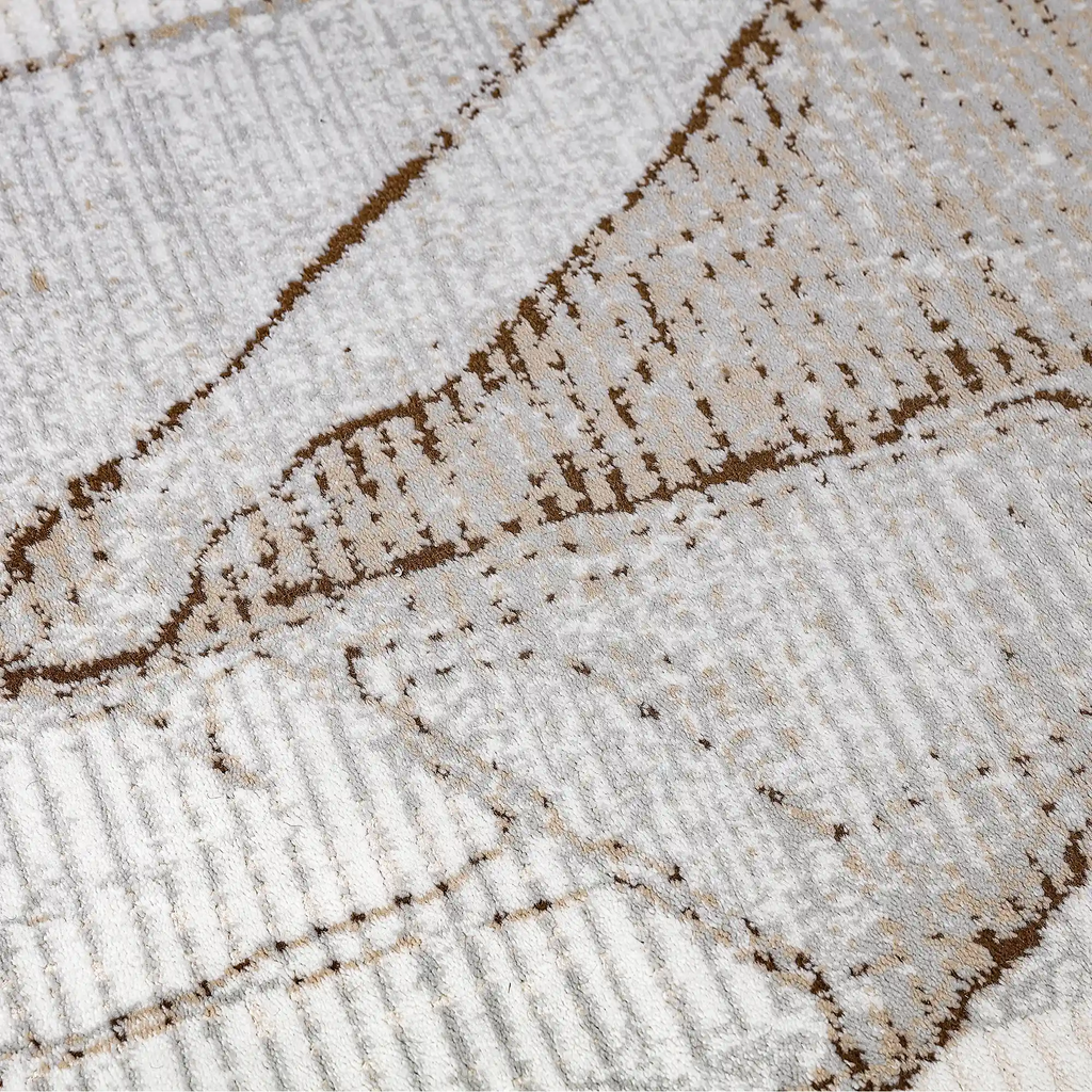 Puxina Layered Trace Calm Modern Area Rug with Brown Line Deconstructed Sketch Style Carpet