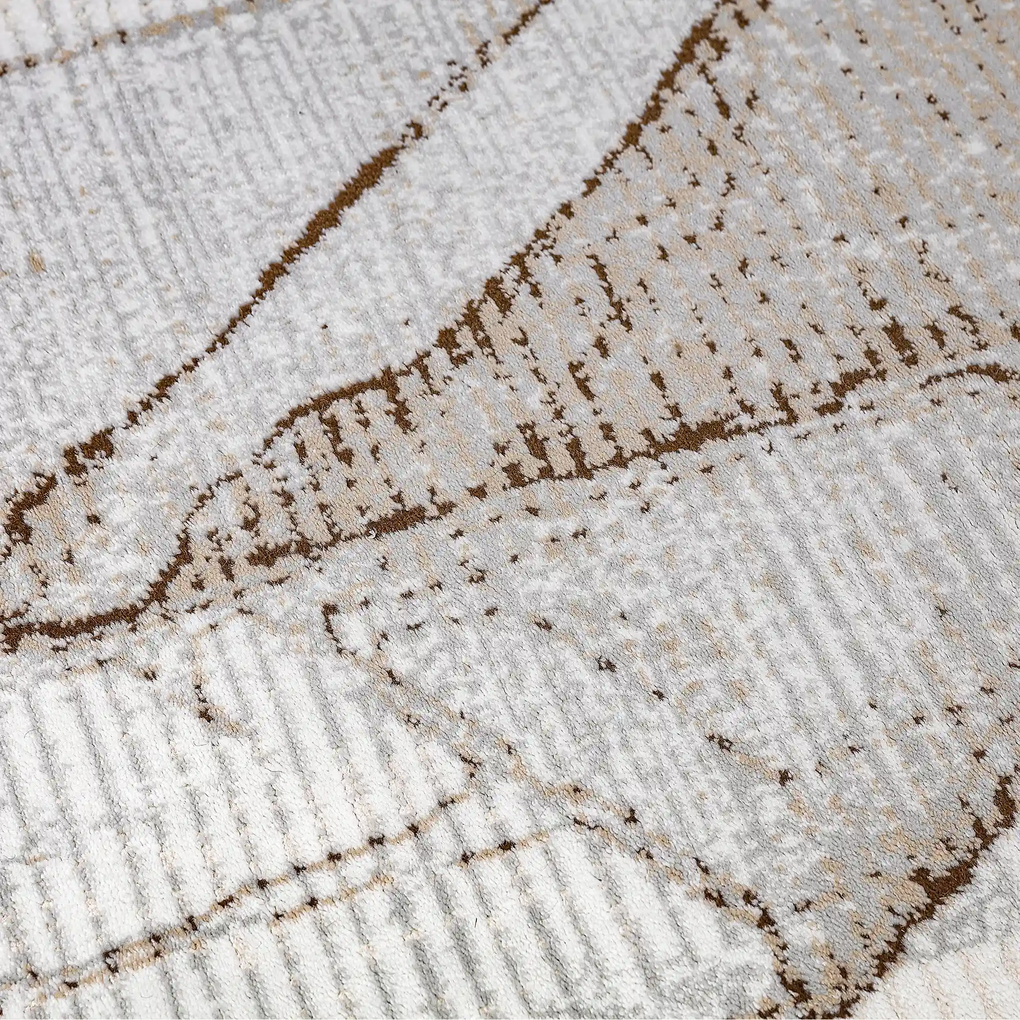 Puxina Layered Trace Calm Modern Area Rug with Brown Line Deconstructed Sketch Style Carpet