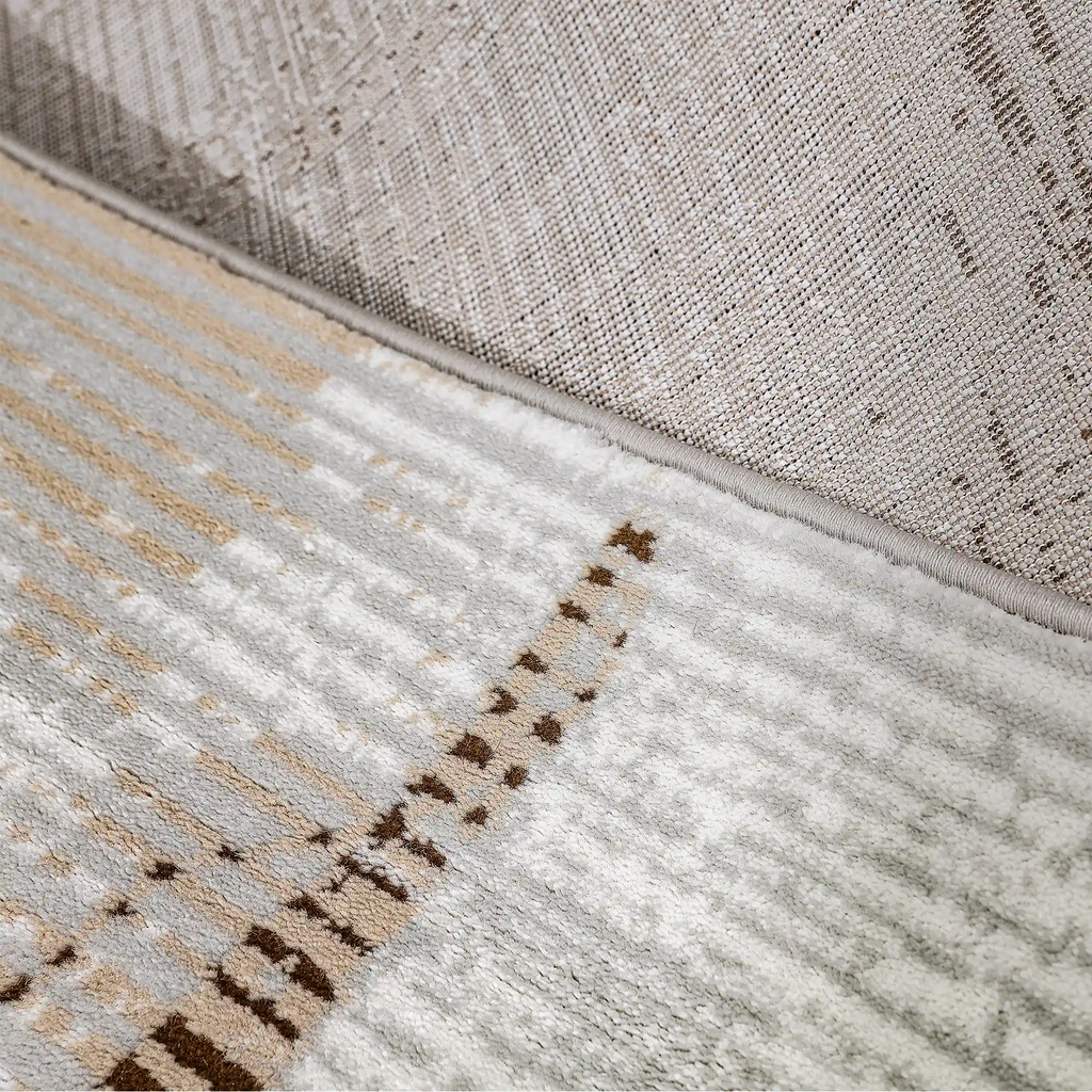 Puxina Layered Trace Calm Modern Area Rug with Brown Line Deconstructed Sketch Style Carpet