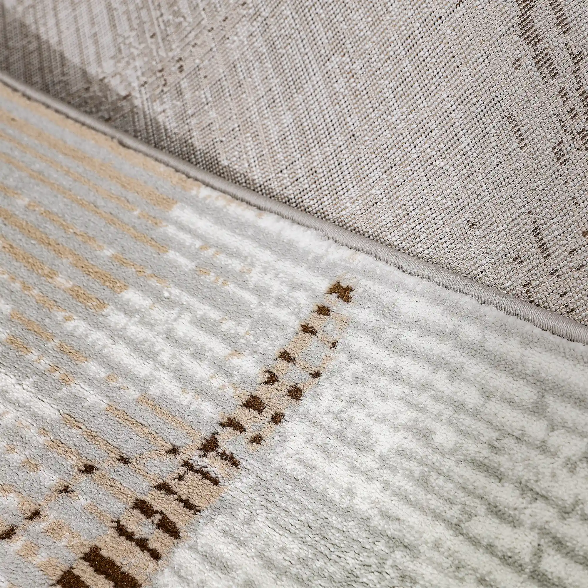 Puxina Layered Trace Calm Modern Area Rug with Brown Line Deconstructed Sketch Style Carpet