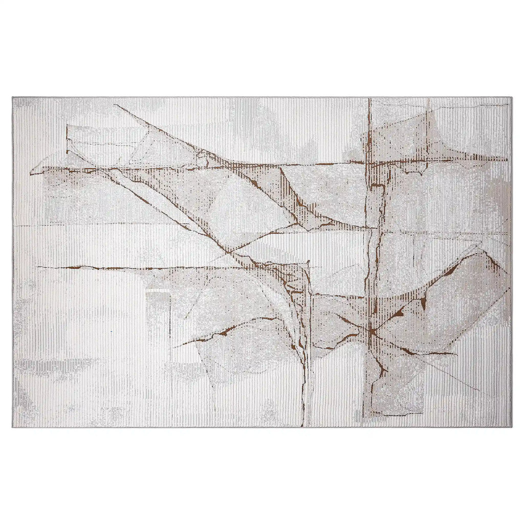 Puxina Layered Trace Calm Modern Area Rug with Brown Line Deconstructed Sketch Style Carpet