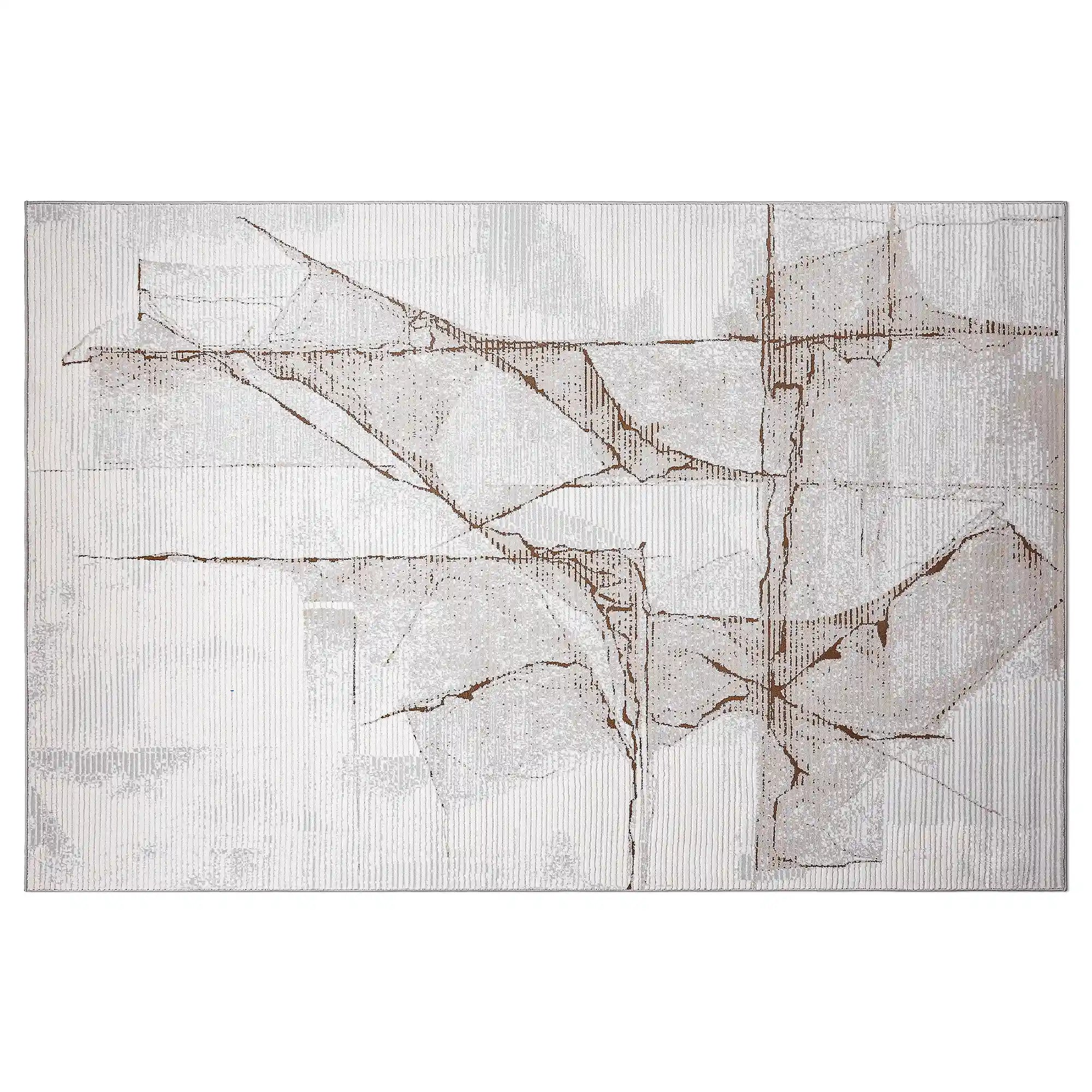 Puxina Layered Trace Calm Modern Area Rug with Brown Line Deconstructed Sketch Style Carpet