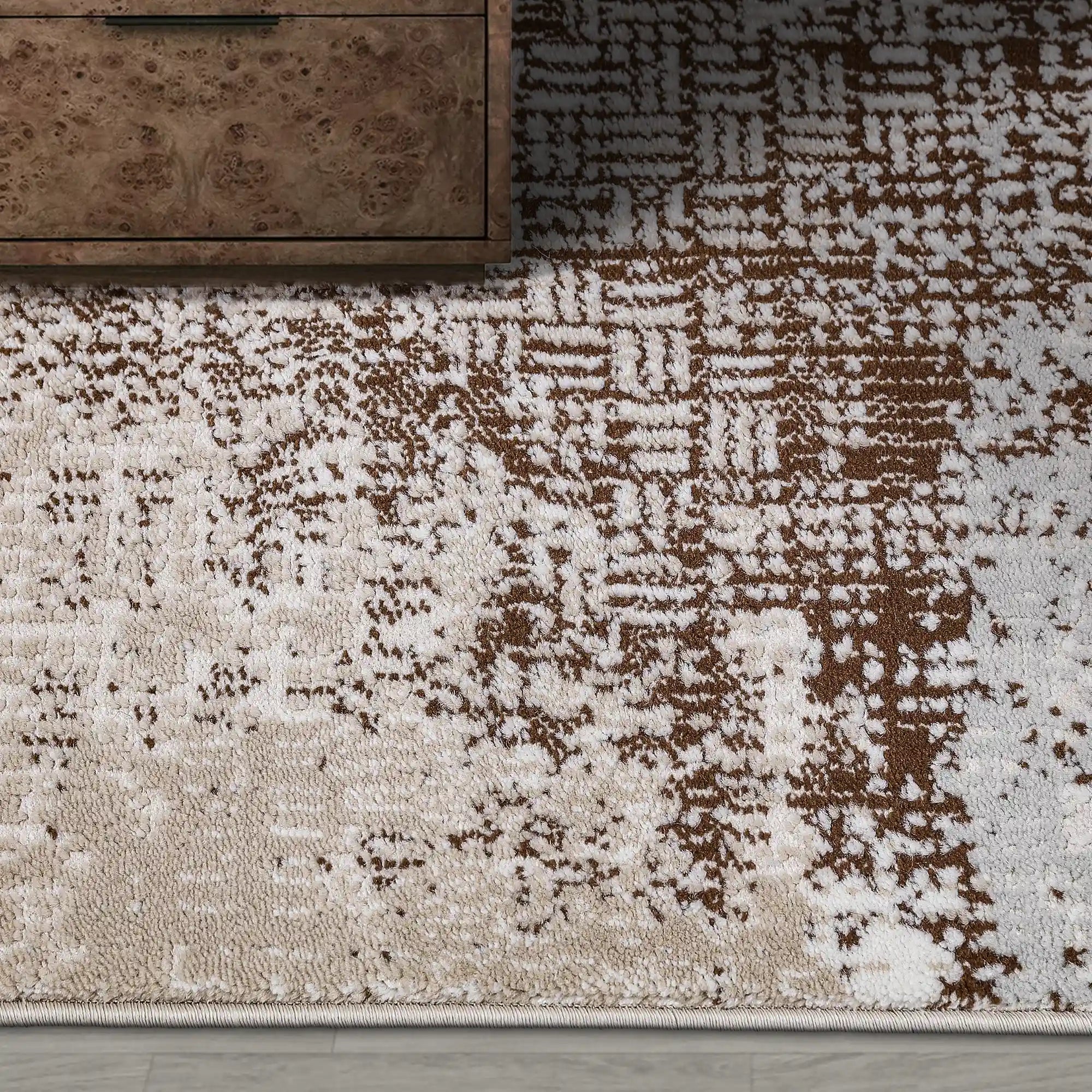 Puxina Soft Block Textured Area Rug with Distressed Artistic Block Style Carpet