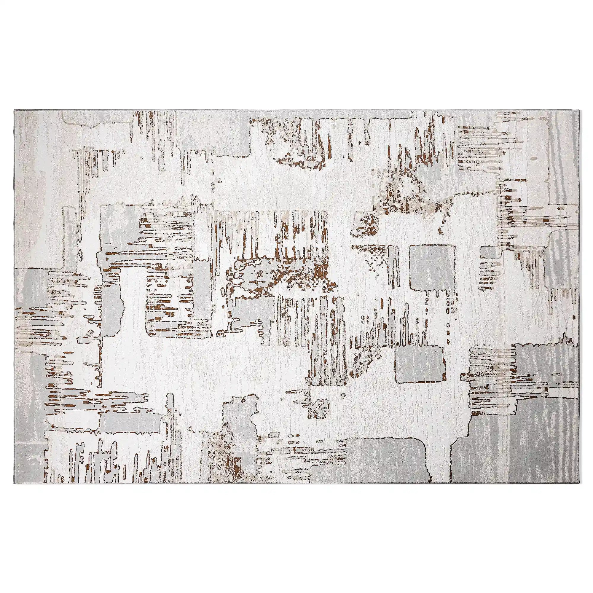 Puxina Soft Layered Block Abstract Neutral Area Rug with Minimalist Modern Industrial Style Carpet Sketch Deconstructed Style