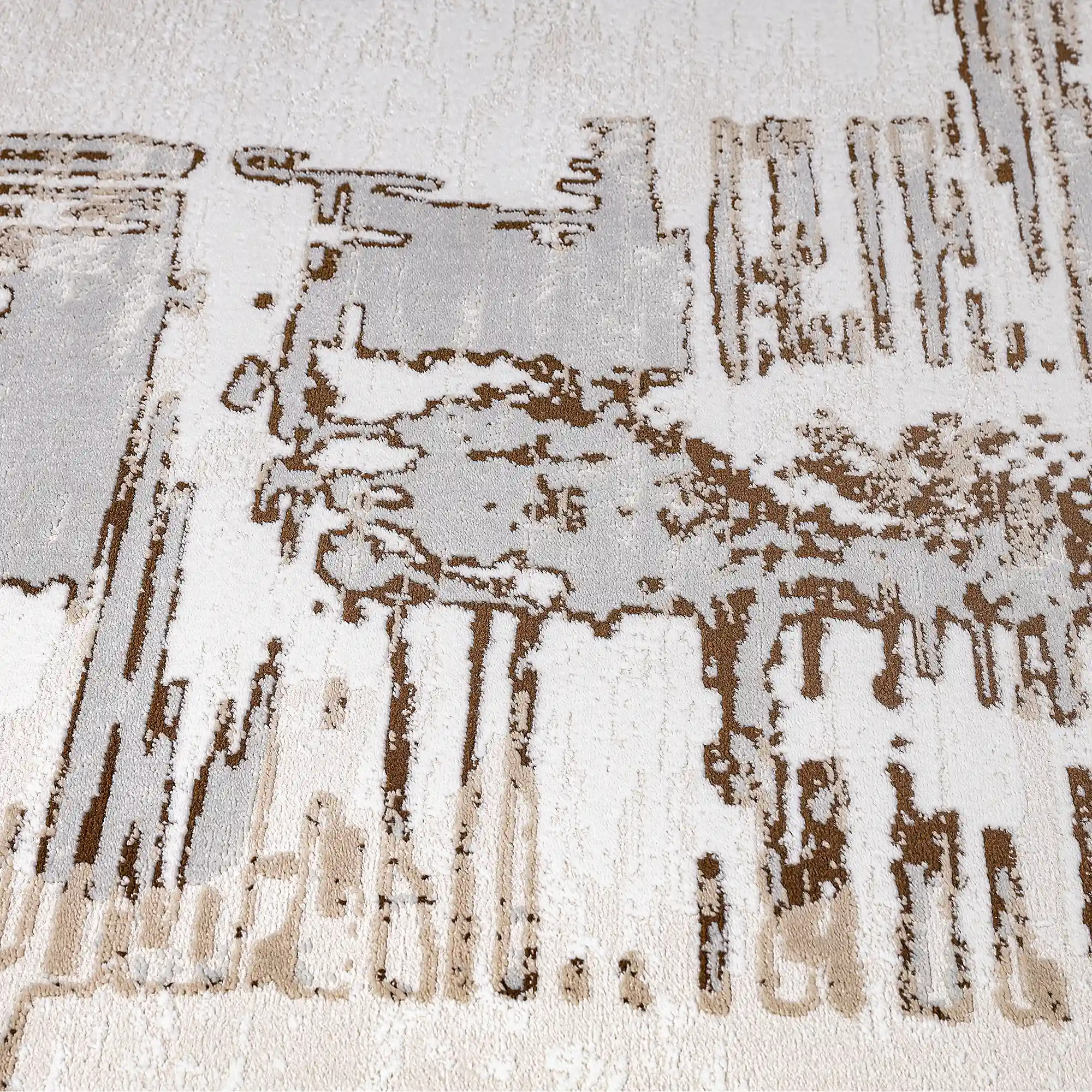 Puxina Soft Layered Block Abstract Neutral Area Rug with Minimalist Modern Industrial Style Carpet Sketch Deconstructed Style
