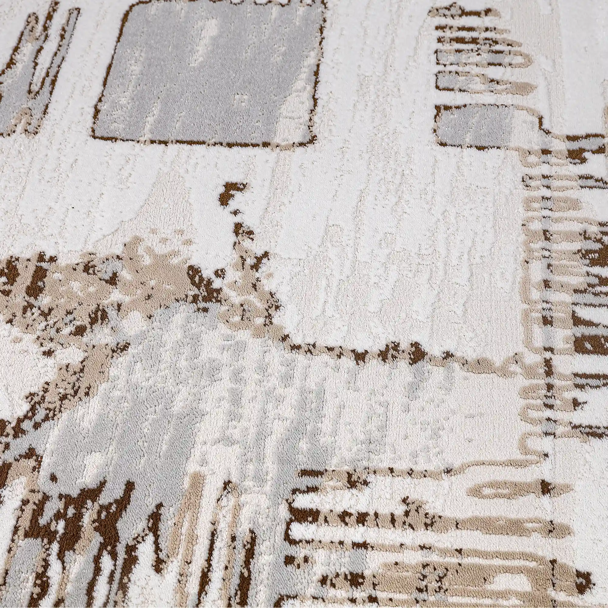 Puxina Soft Layered Block Abstract Neutral Area Rug with Minimalist Modern Industrial Style Carpet Sketch Deconstructed Style