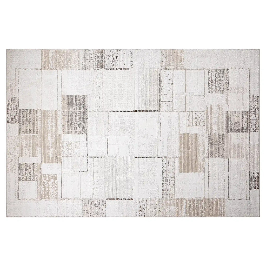 Puxina Subtle Grid Linear Neutral Area Rug with Minimalist & Versatile Carpet Subtle Patchwork Grid Style