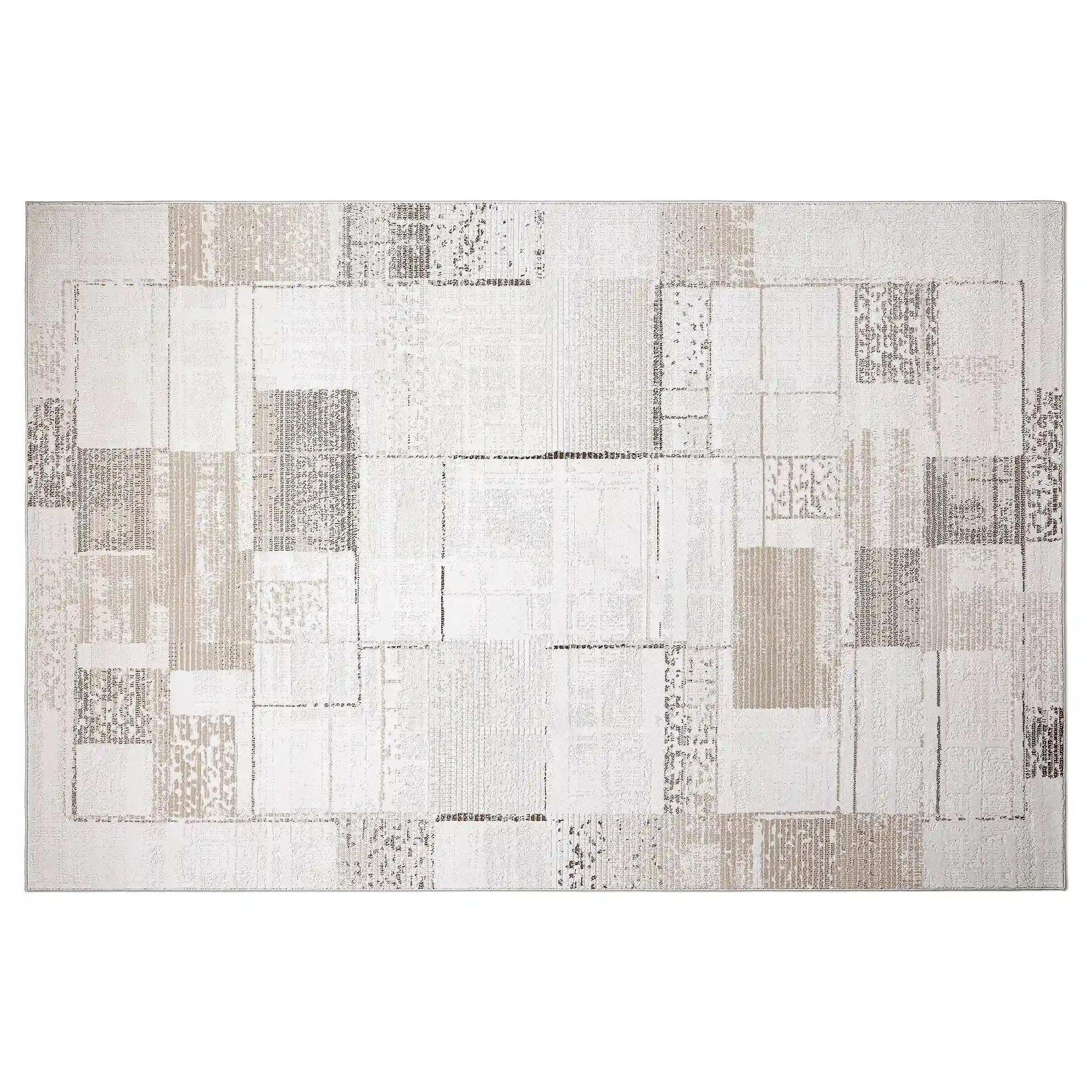 Puxina Subtle Grid Linear Neutral Area Rug with Minimalist & Versatile Carpet Subtle Patchwork Grid Style