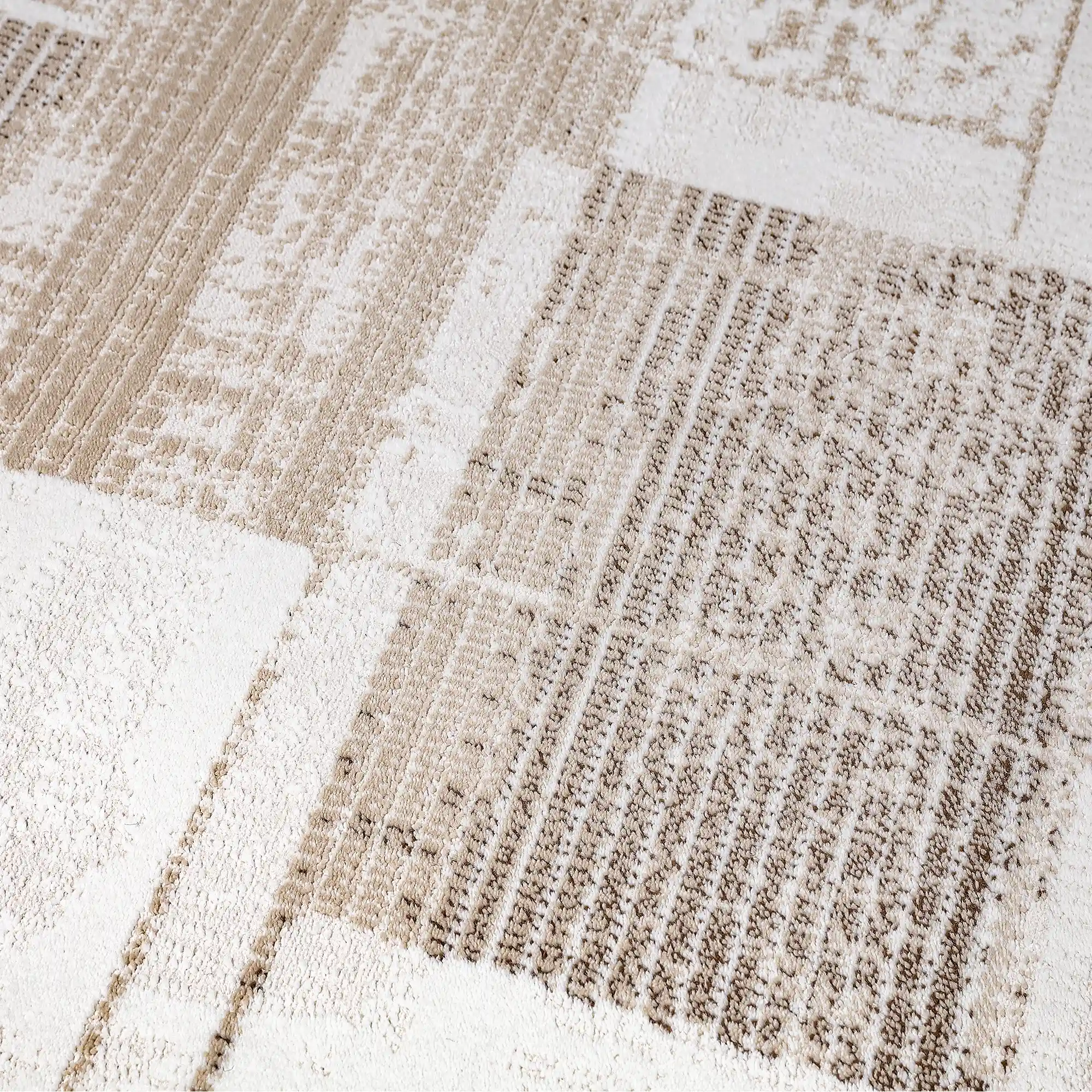 Puxina Subtle Grid Linear Neutral Area Rug with Minimalist & Versatile Carpet Subtle Patchwork Grid Style