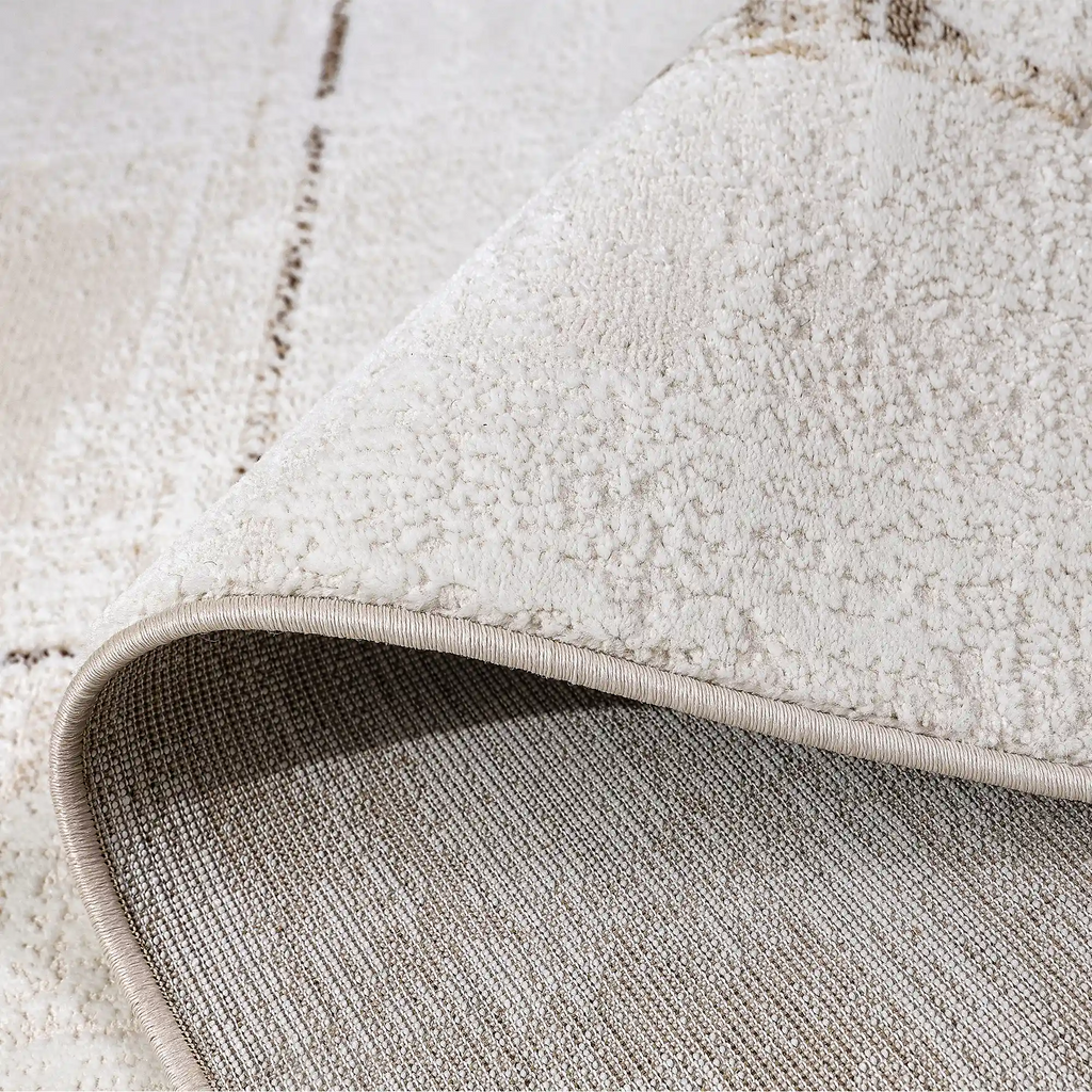 Puxina Subtle Grid Linear Neutral Area Rug with Minimalist & Versatile Carpet Subtle Patchwork Grid Style