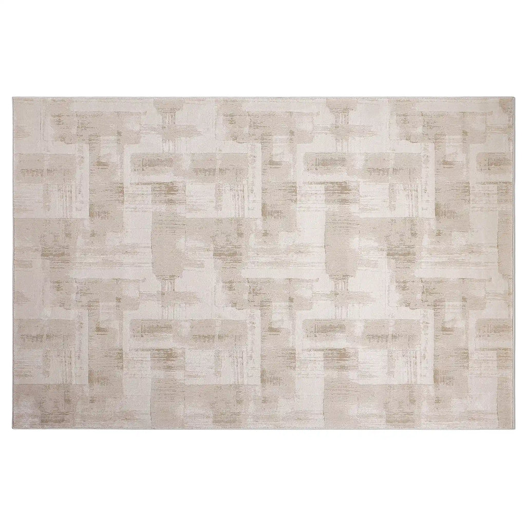 Shanluan Layered Horizon Abstract Neutral Area Rug Natural Breathable Feel & Minimalist Warm Ambiance Carpet