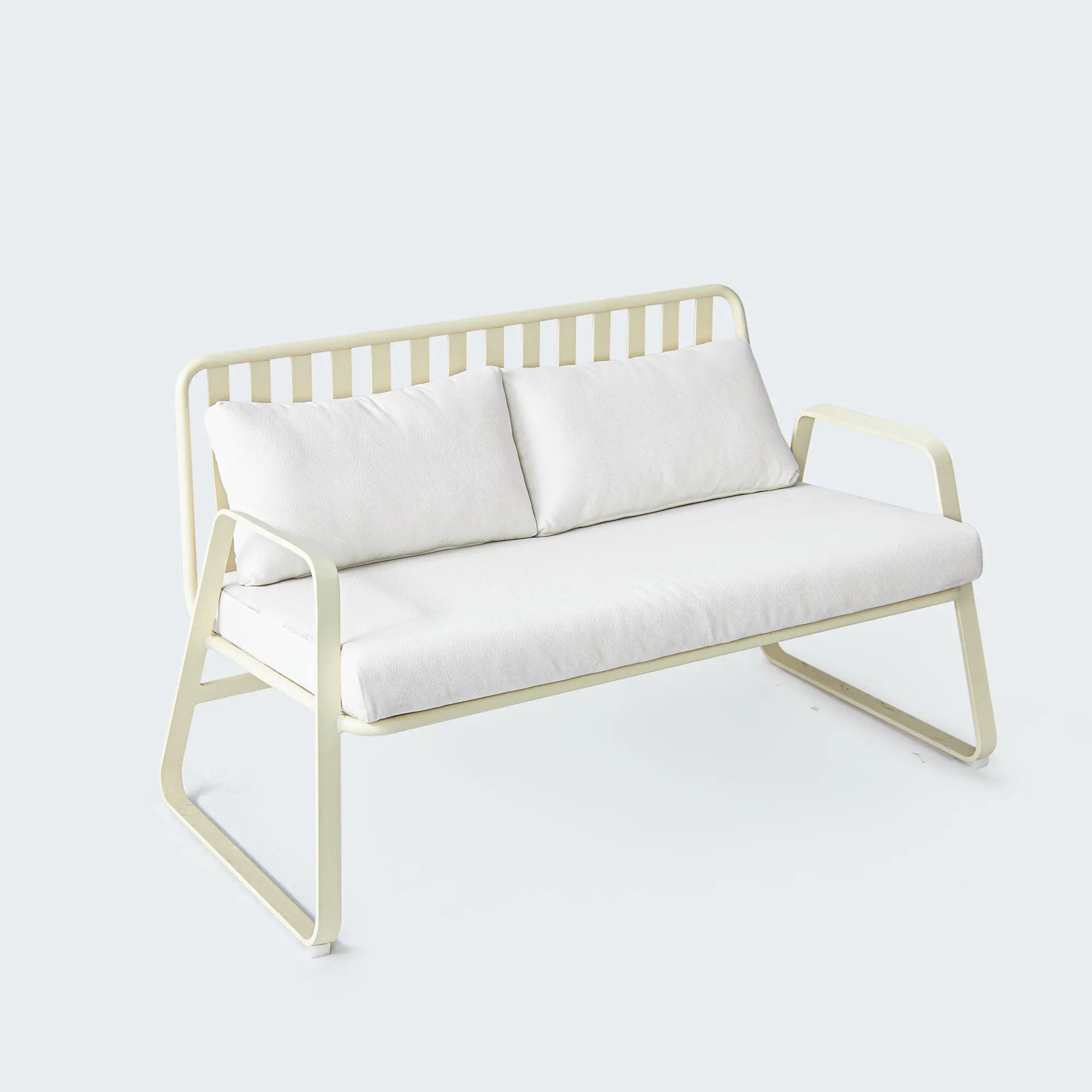 Striped Aluminum Outdoor Lounge Sofa with Water Repellent Cushions