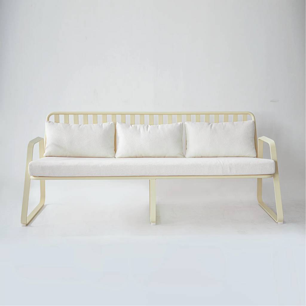 Striped Aluminum Outdoor Lounge Sofa with Water Repellent Cushions