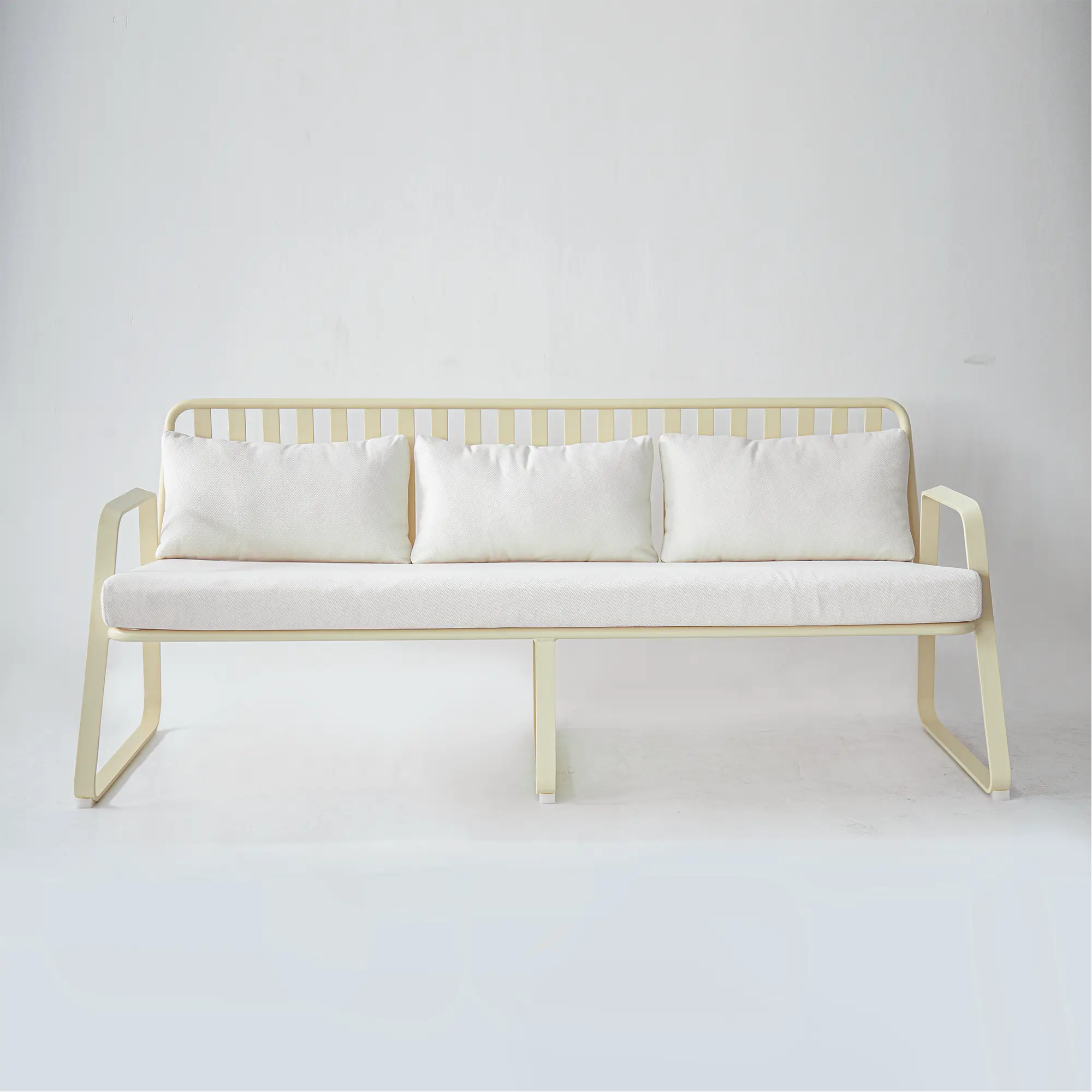 Striped Aluminum Outdoor Lounge Sofa with Water Repellent Cushions
