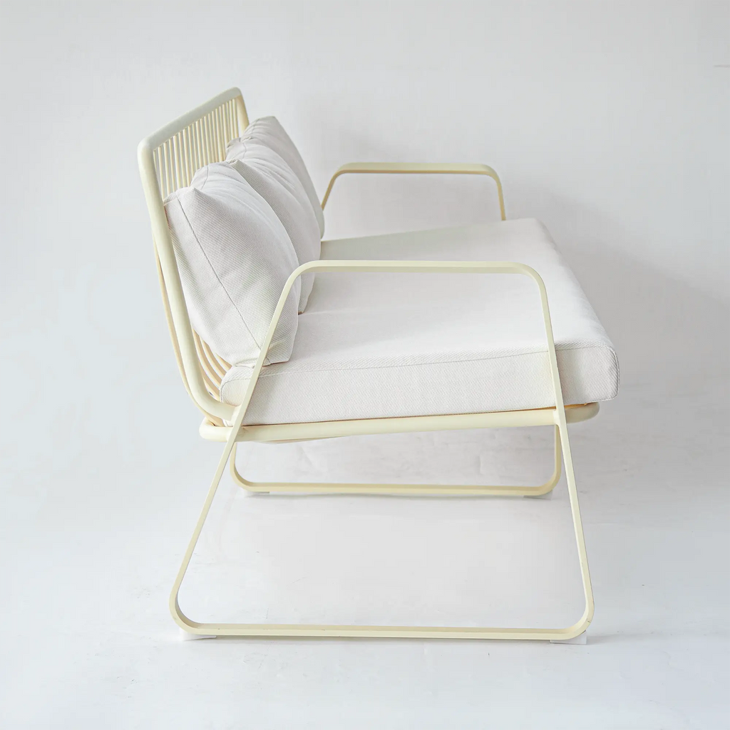 Striped Aluminum Outdoor Lounge Sofa with Water Repellent Cushions