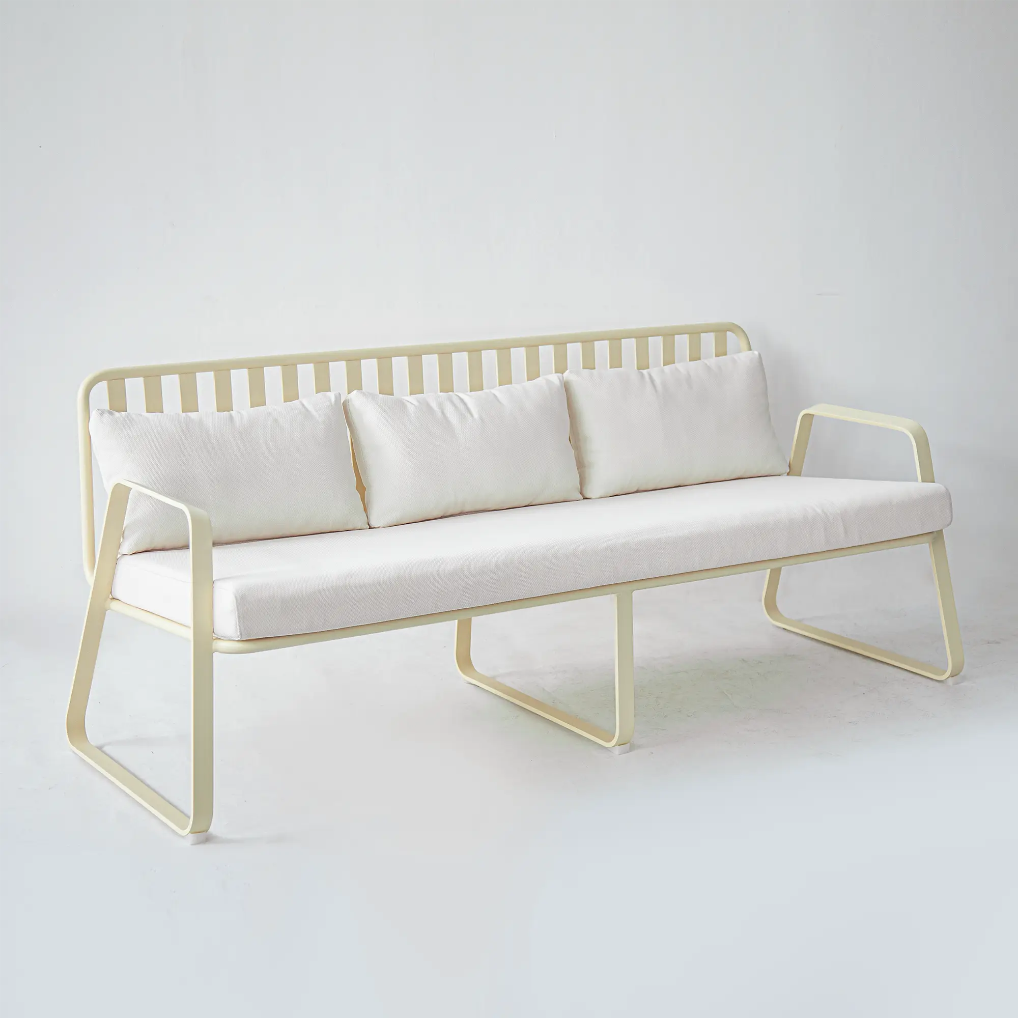 Striped Aluminum Outdoor Lounge Sofa with Water Repellent Cushions