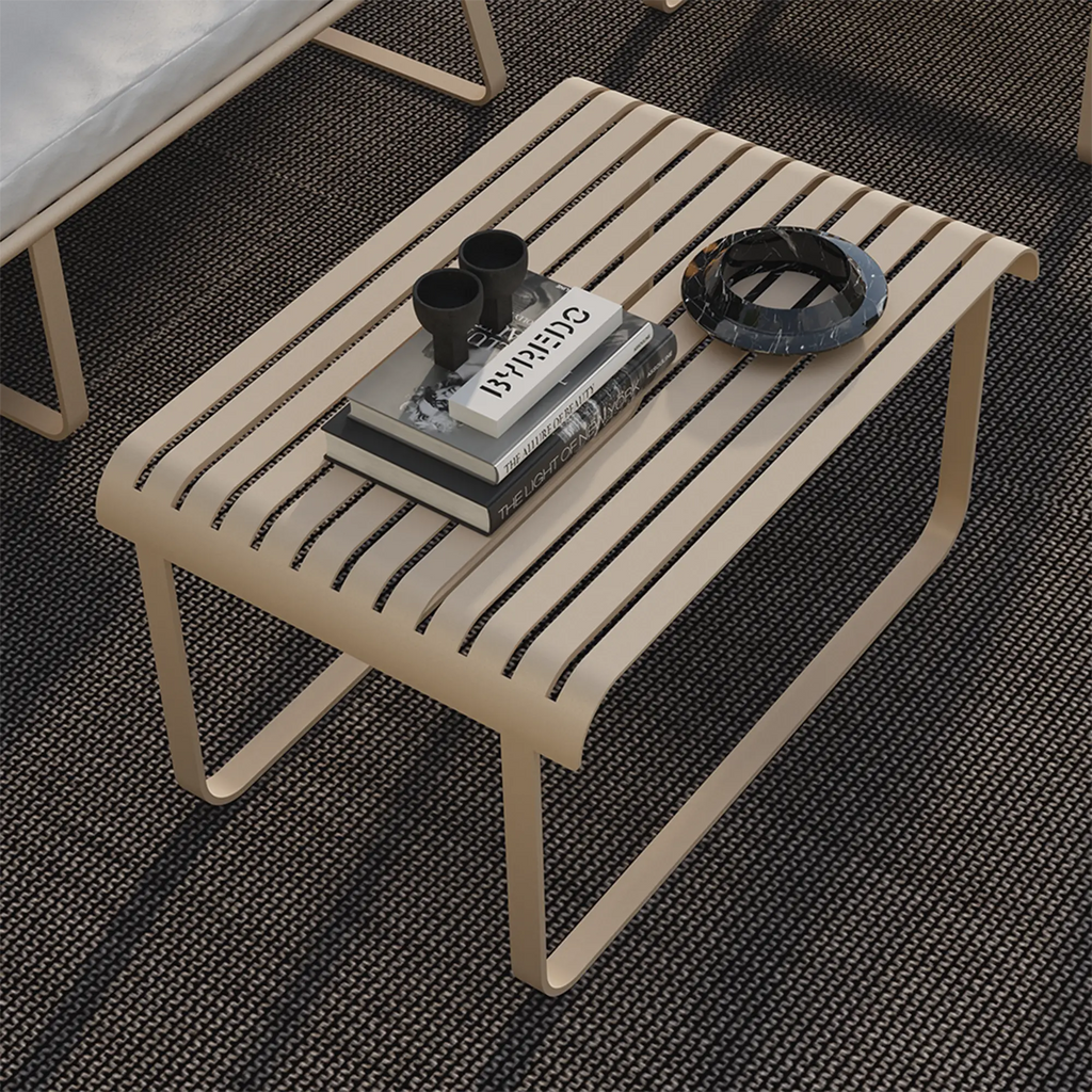 Striped Aluminum Outdoor Lounge Sofa with Water Repellent Cushions
