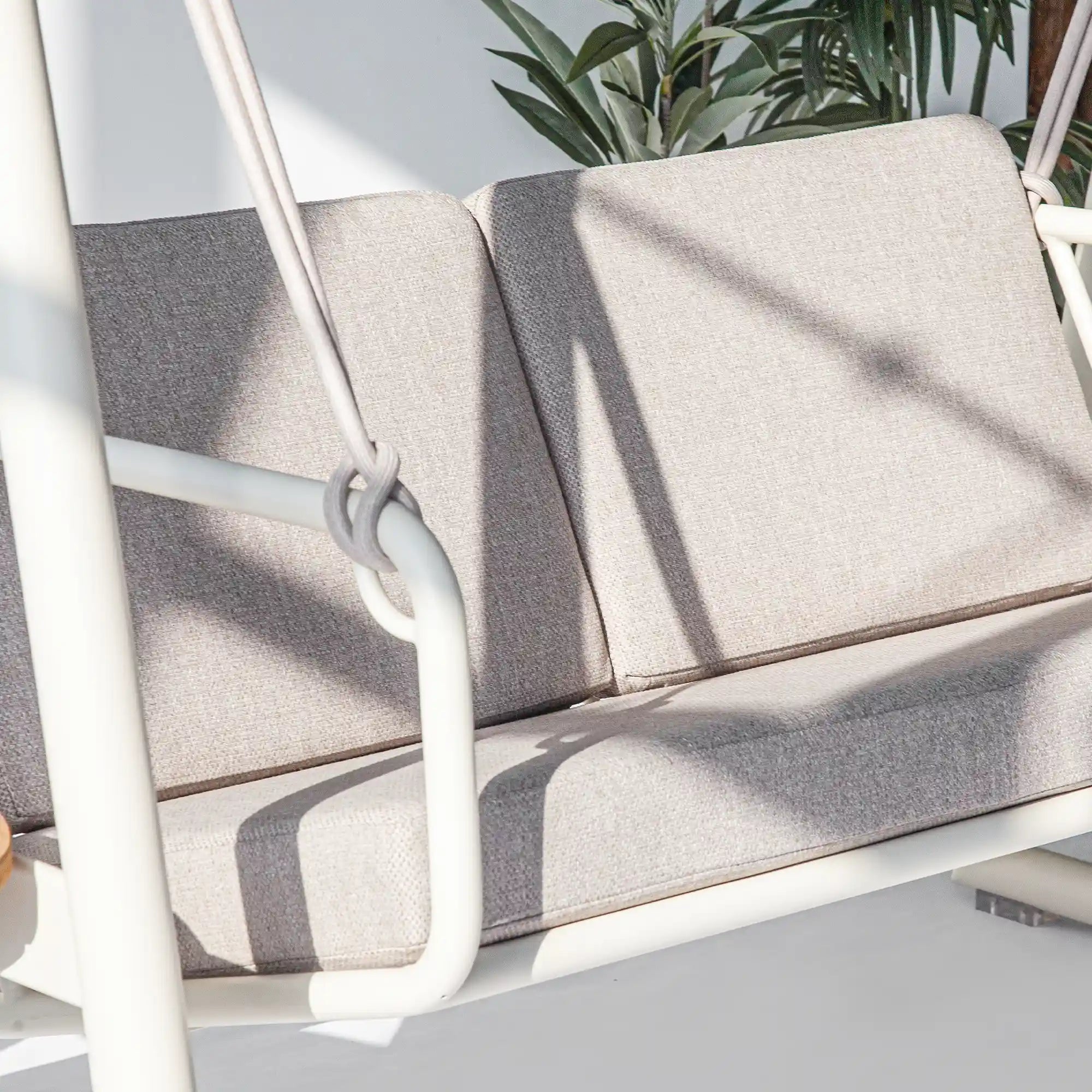 Resort Inspired Aluminum Outdoor Swing with Water Repellent Cushions