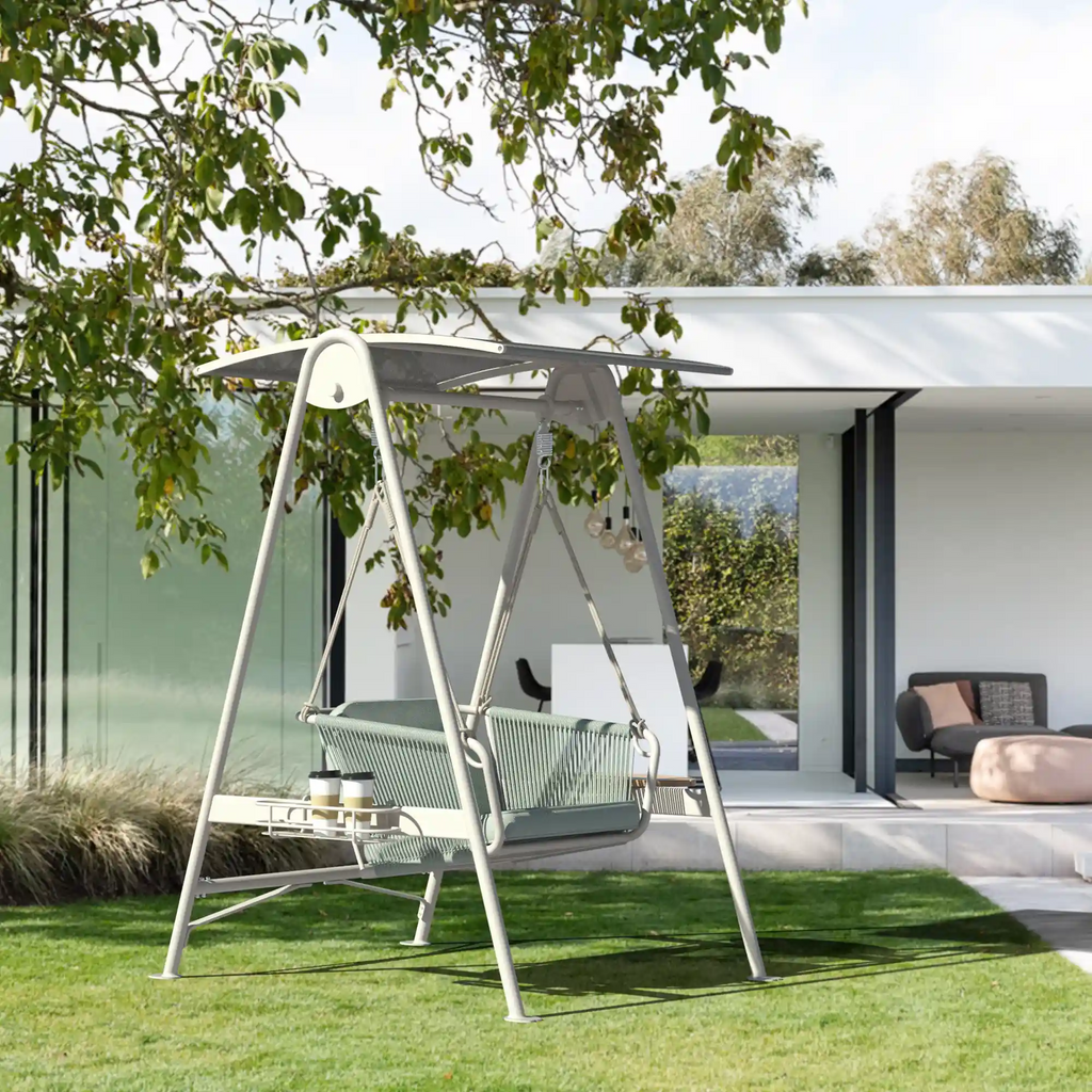Resort Inspired Aluminum Outdoor Swing with Water Repellent Cushions