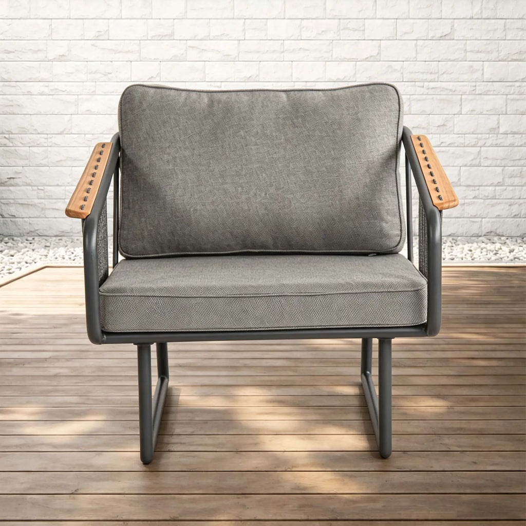 Fly Rope Accent Aluminum Outdoor Lounge Sofa in Carbon Black