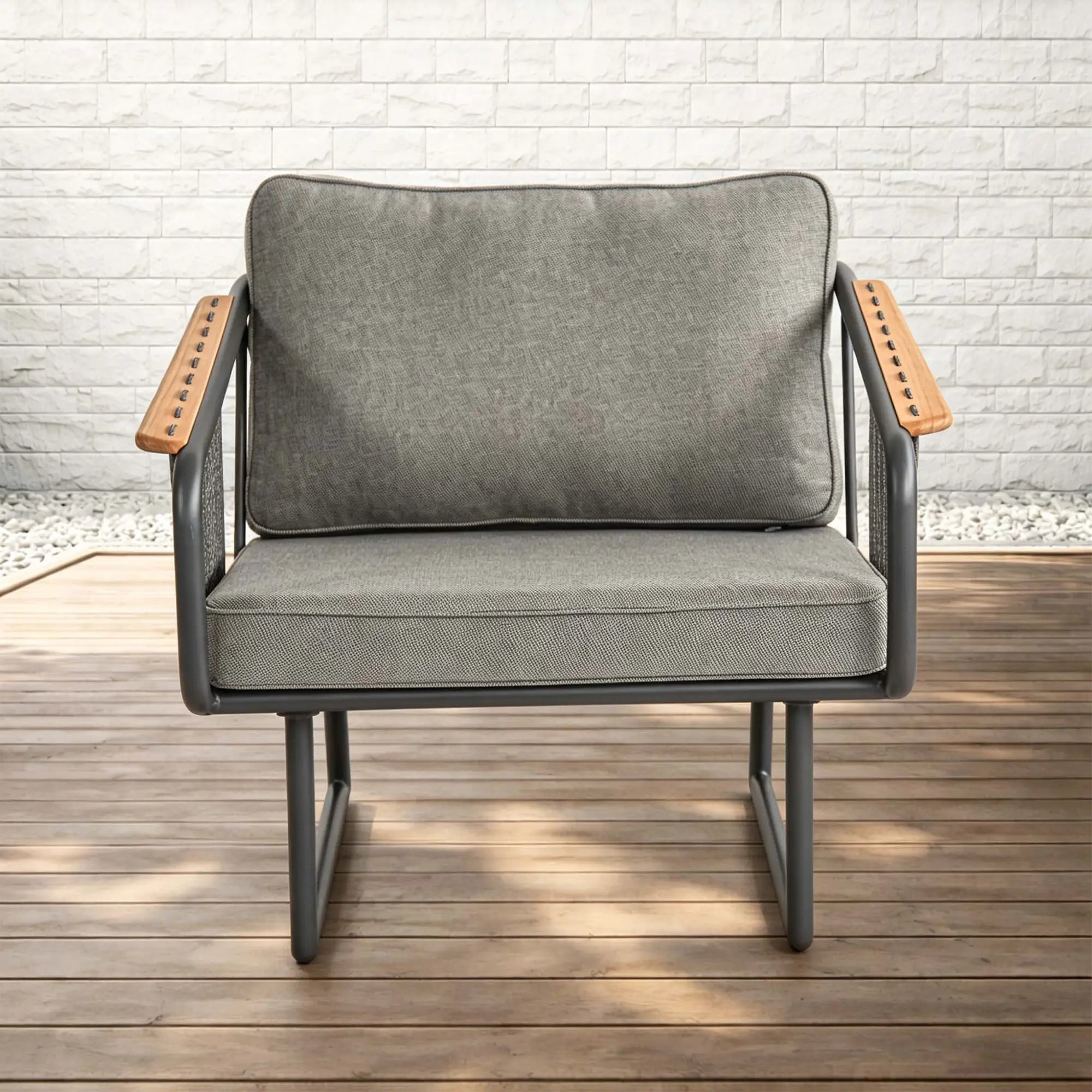 Fly Rope Accent Aluminum Outdoor Lounge Sofa in Carbon Black