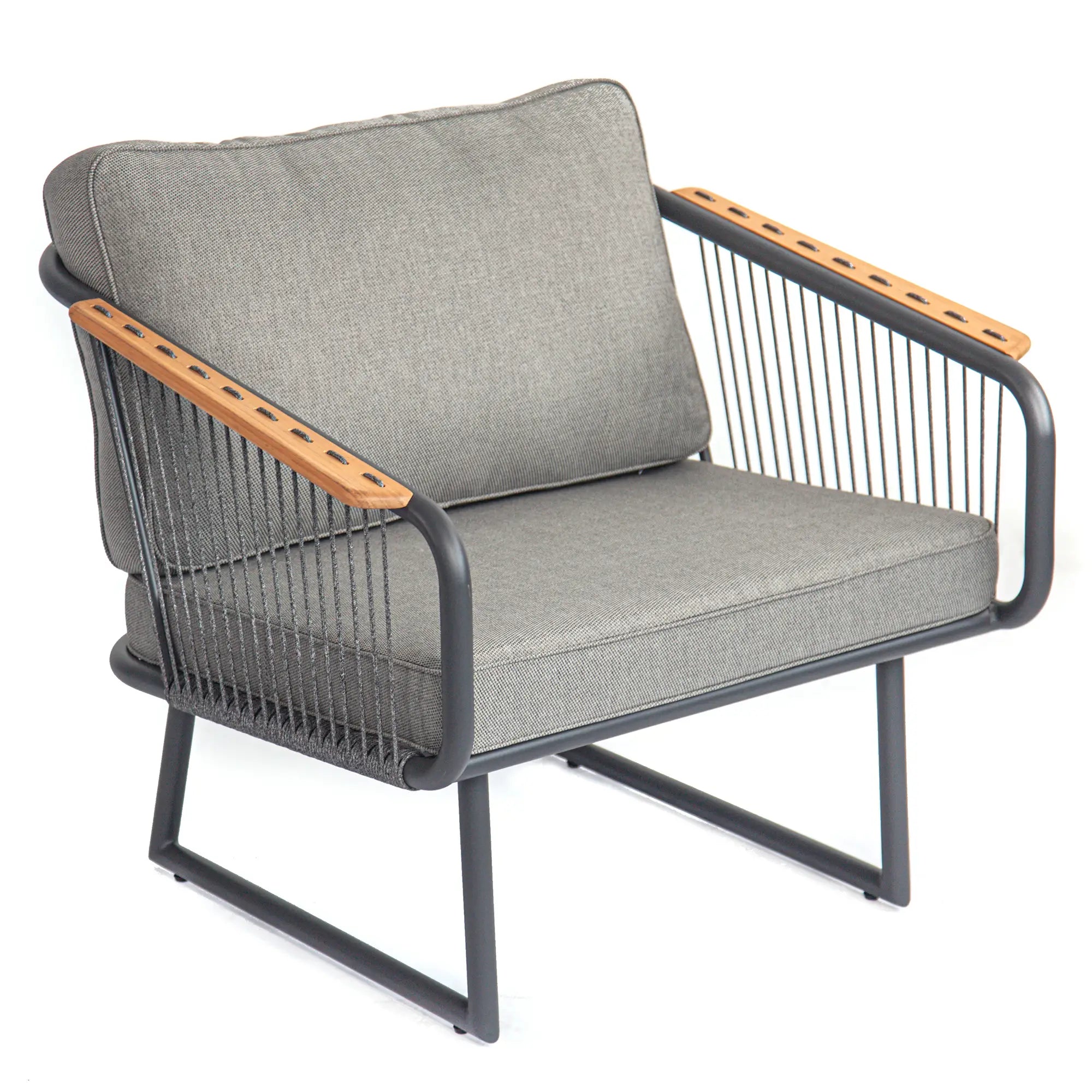 Fly Rope Accent Aluminum Outdoor Lounge Sofa in Carbon Black